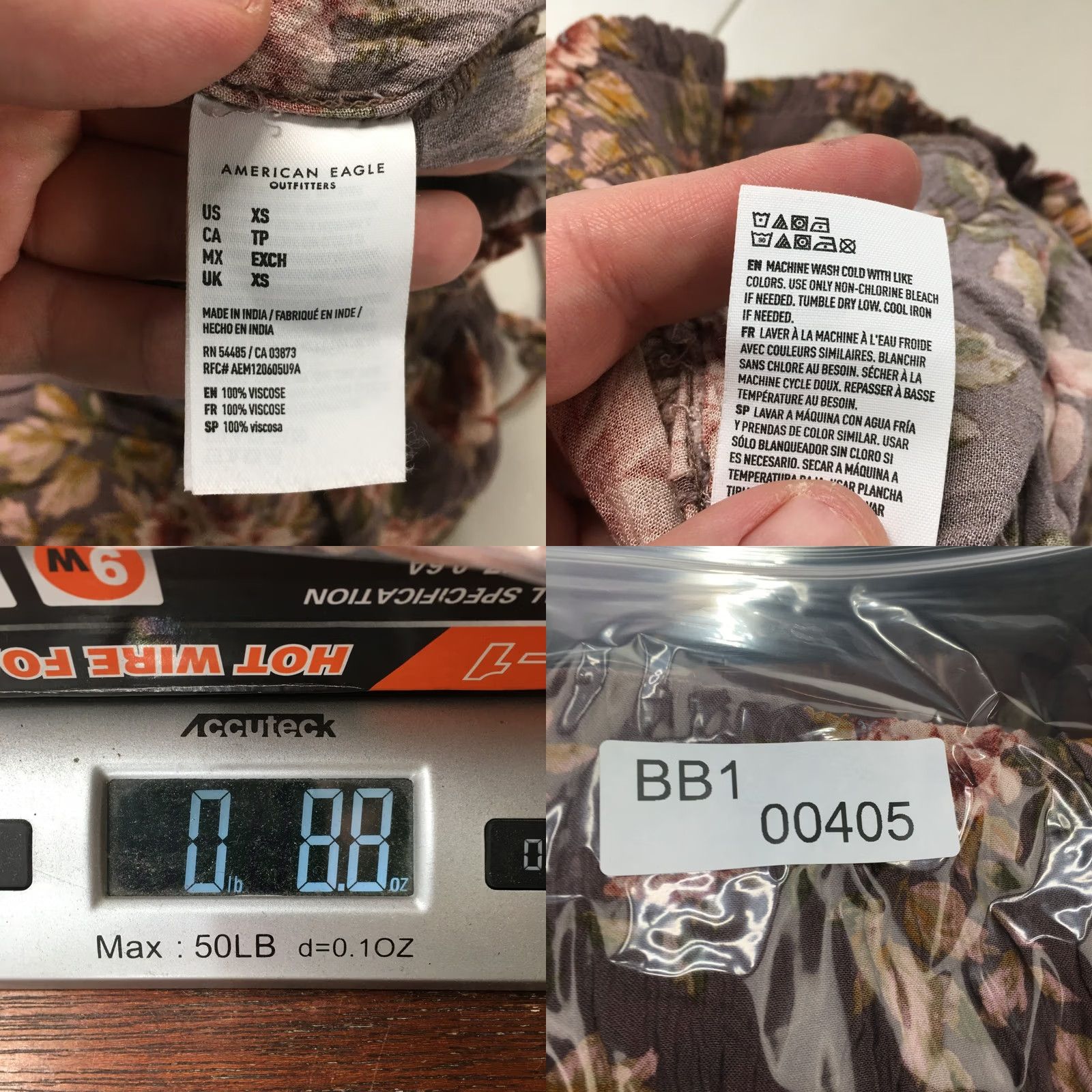American Eagle Outfitters American Eagle Outfitters Wide Leg Pants Womens XS Brown Floral Elastic Waist Crinkle Boho Size 26" / US 2 / IT 38 - 10 Thumbnail
