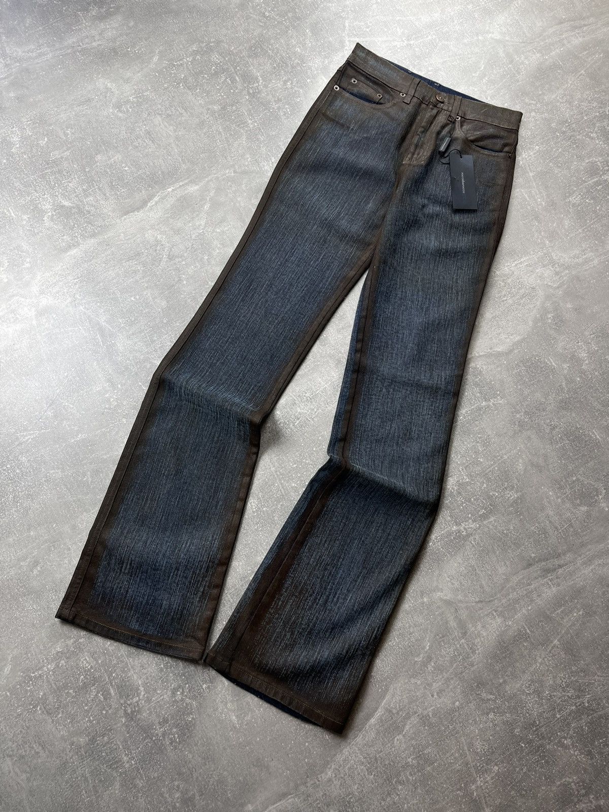 Other Vintage Roccobarocco Metallic-Coated Blue/Brown Flared Jeans Size 28" / US 6 / IT 42 - 5 Thumbnail