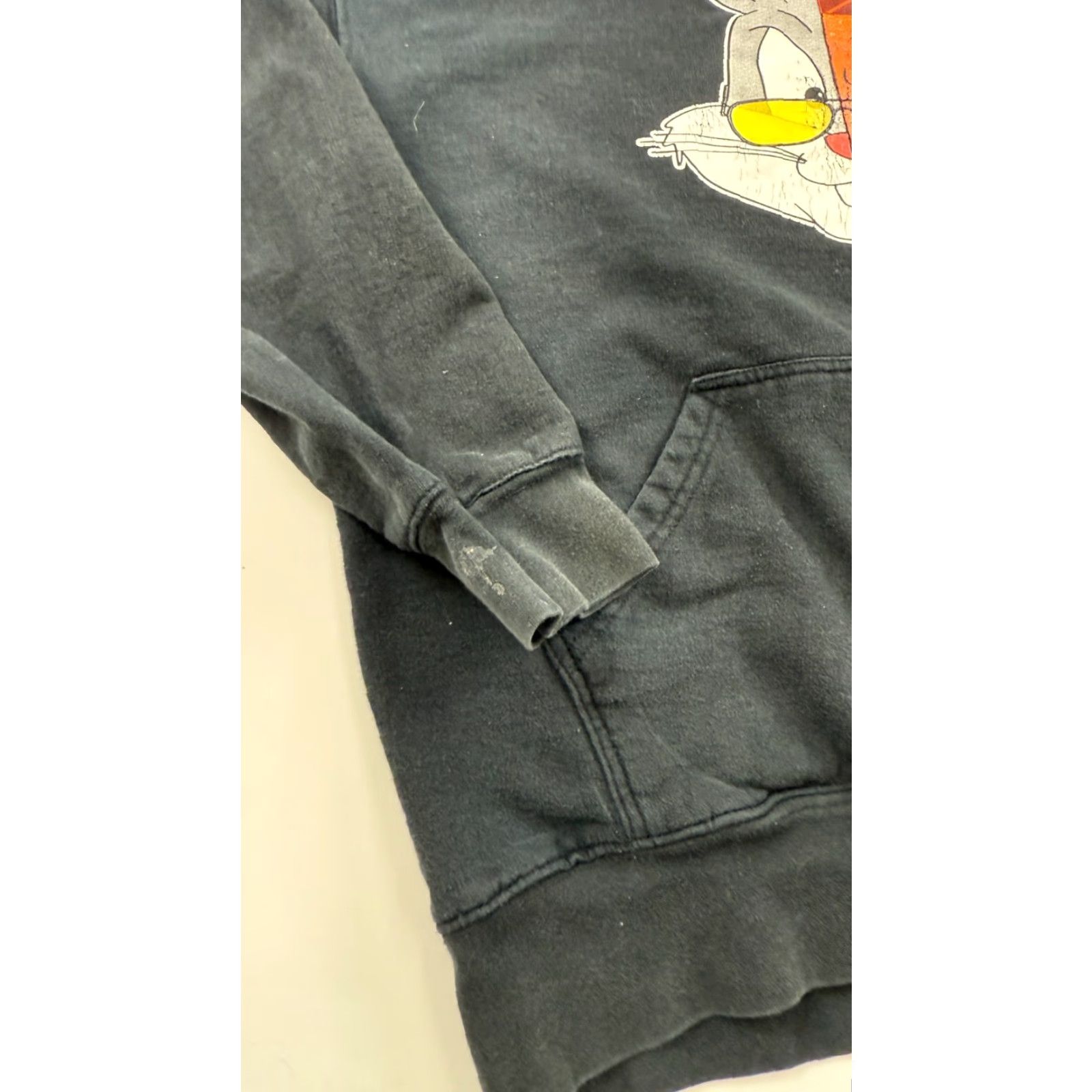 Vintage American Comfort Hoodie Sweatshirt Womens L Black Graphic Print 2 Face Bad Bunny Hooded Pullover with Pockets Size L / US 10 / IT 46 - 3 Thumbnail