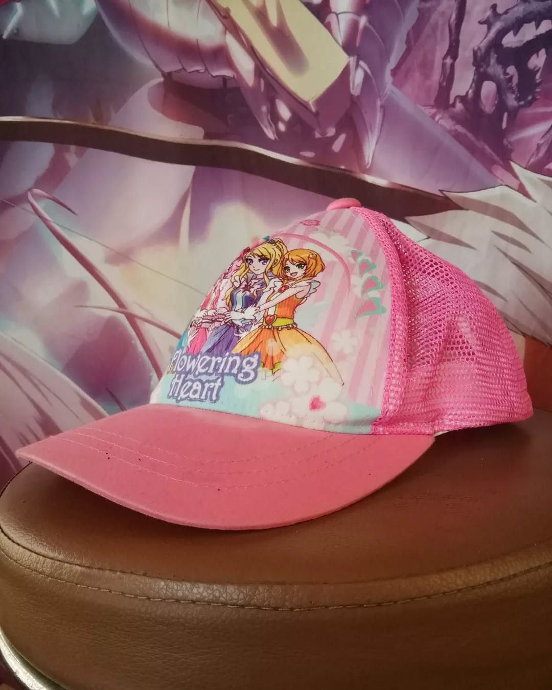 Beauty Beast Flowering Heart Pink Graphic Anime Cap Size ONE SIZE - 1 Thumbnail