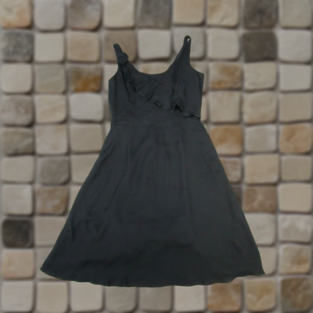 Armani Collezioni Dress Womens 6 Black Viscose Short Sleeveless Round Neck Pencil A-Line Sheath