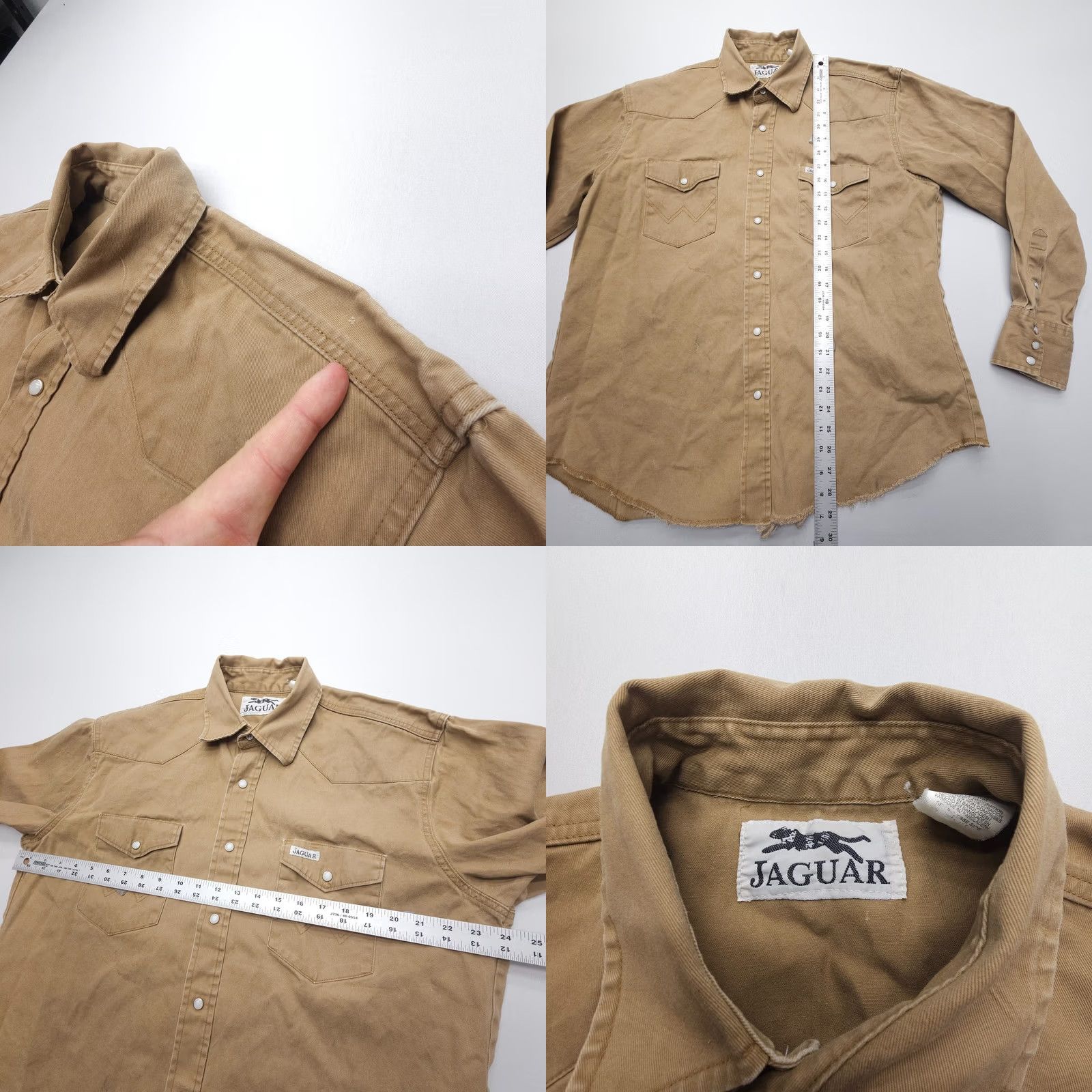 Wrangler VINTAGE Jaguar Wrangler Pearl Snap Shirt Mens XL Brown Cotton Twill Western Cowboy Button-Up Casual Workwear Size US XL / EU 56 / 4 - 8 Thumbnail