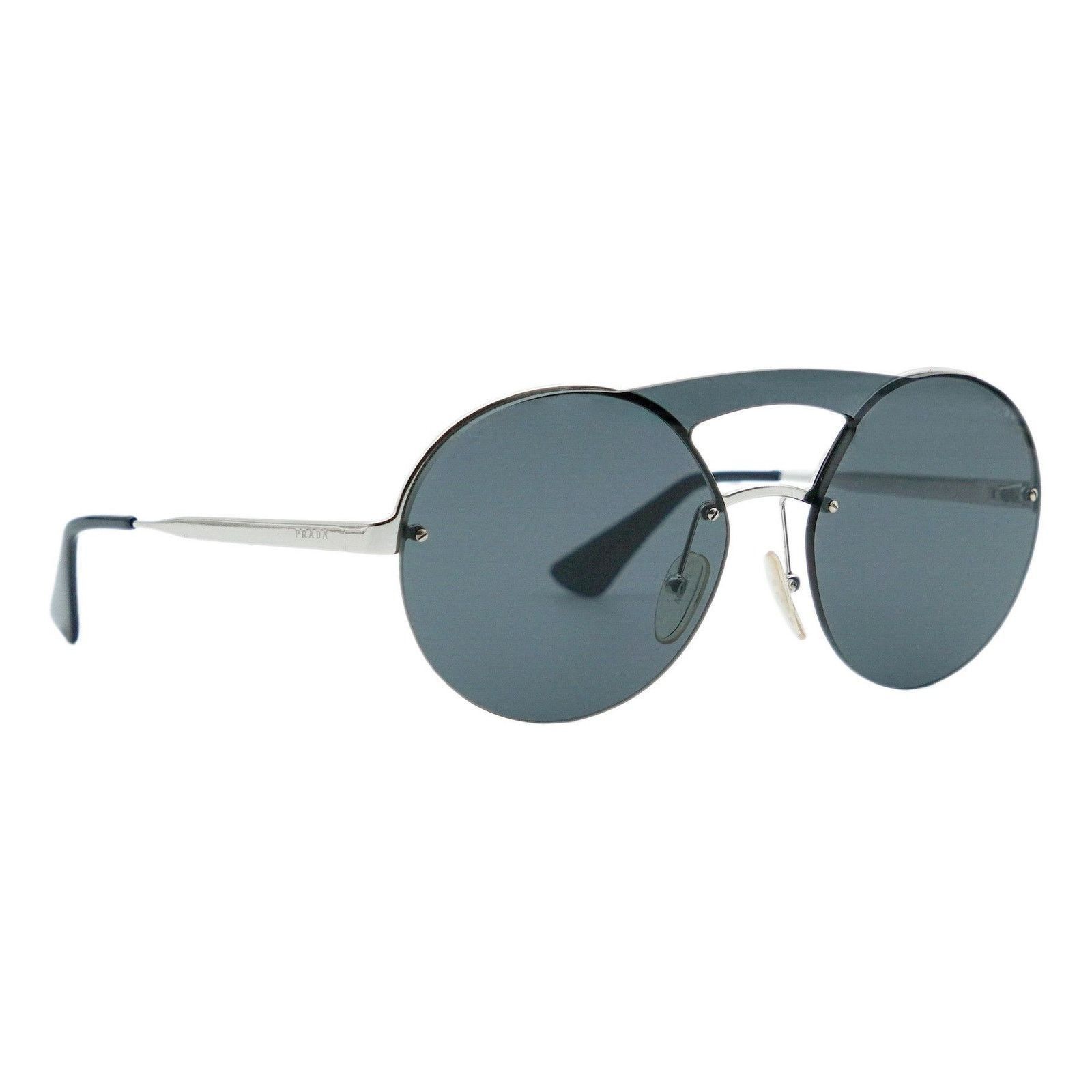 Prada Prada SPR 65T Round Double Bridge Silver Logo Sunglasses Size ONE SIZE - 1 Thumbnail