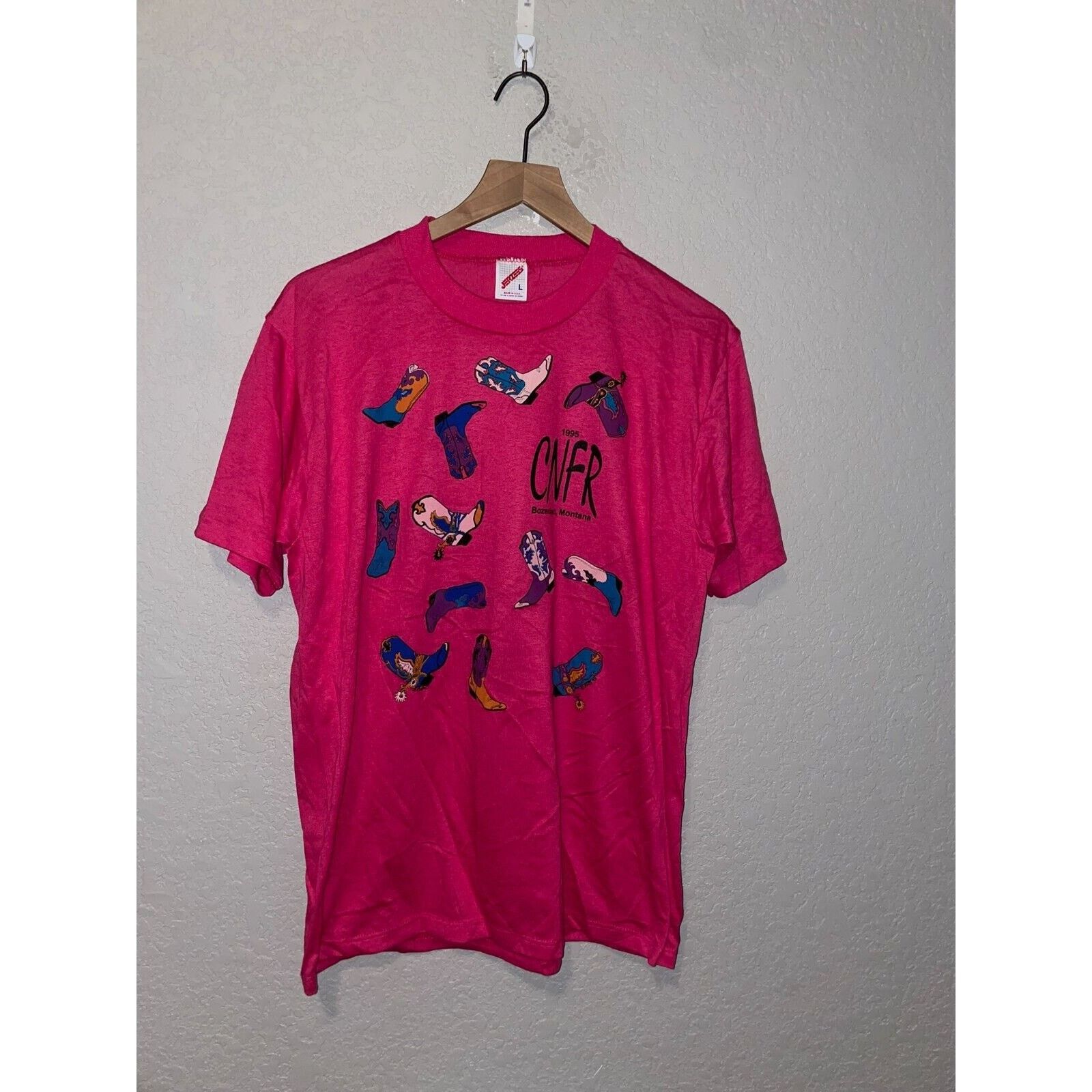 Jerzees 1995 CNFR Finals Rodeo Boots Cowboy Cowgirl Boot Shirt 90s L Size US L / EU 52-54 / 3 - 1 Thumbnail
