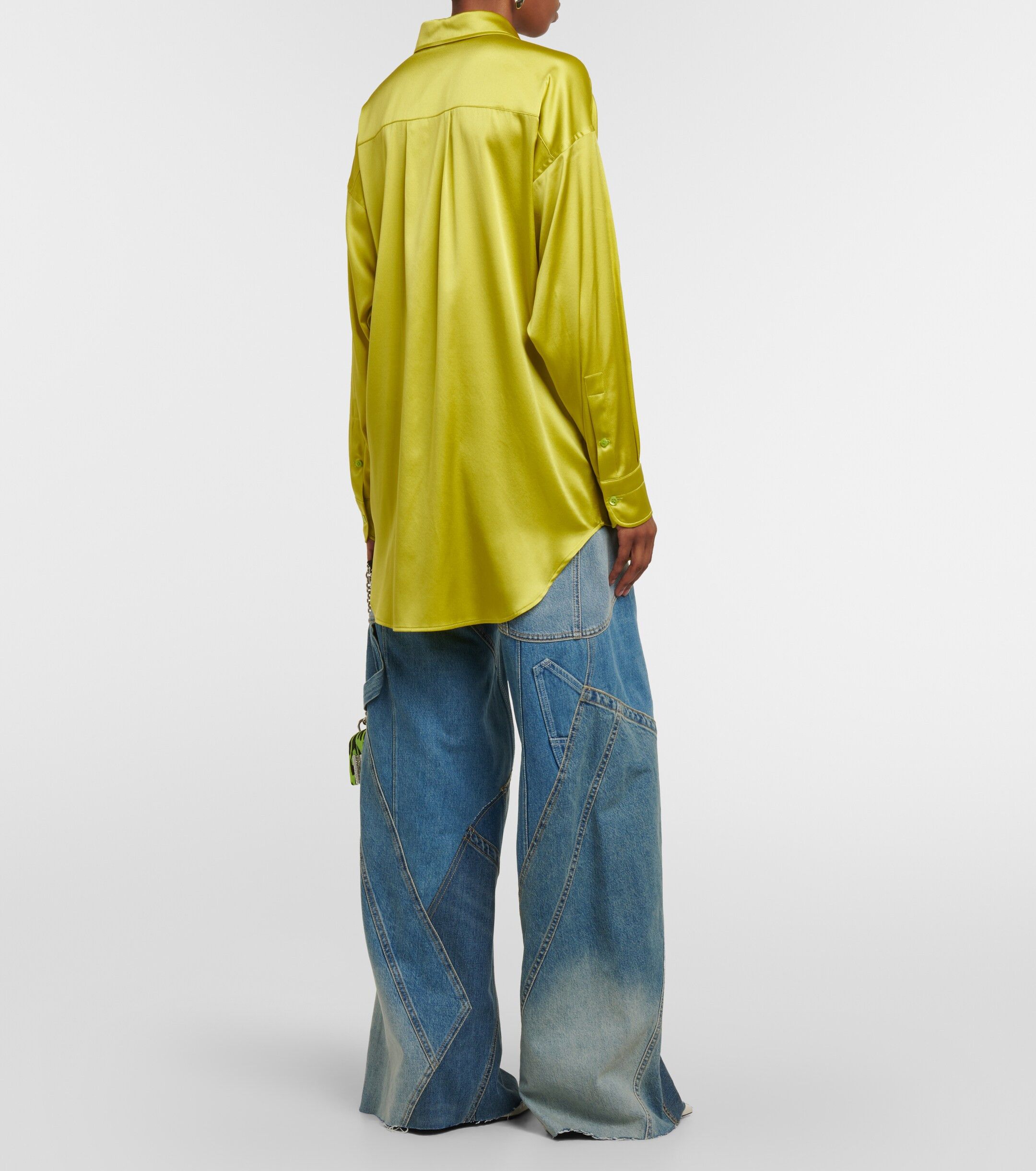 Tom Ford o1w1db10225 CA3211 Silk Shirt in Acid Green Size XS / US 0-2 / IT 36-38 - 3 Thumbnail