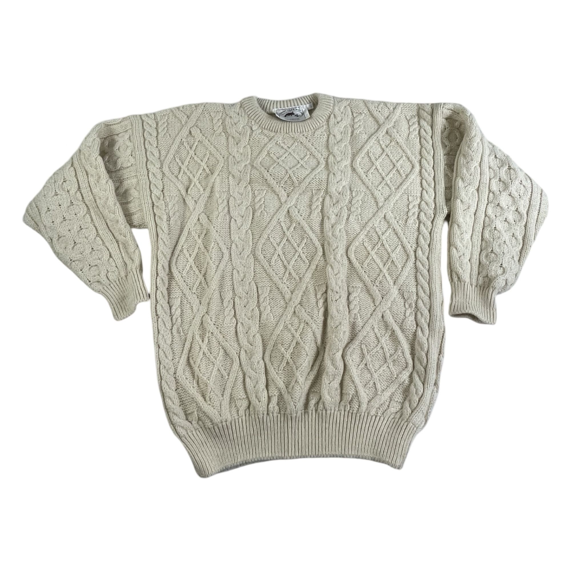 Vintage Vintage Cream Cable Knit Winter Sweater Mens Large Size US L / EU 52-54 / 3 - 1 Thumbnail