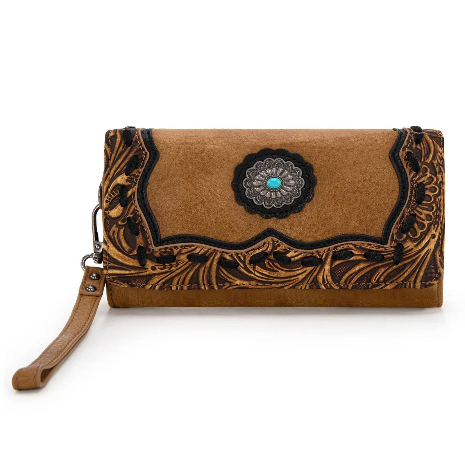 Designer Trinity Ranch Leather Wallet with Floral Design Size ONE SIZE - 2 Thumbnail