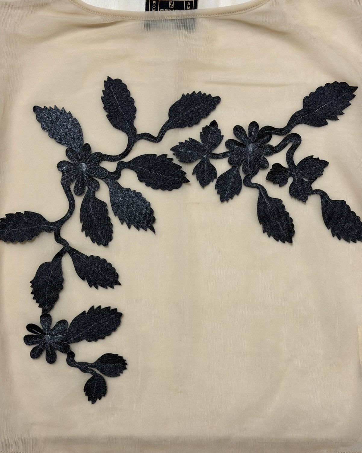 Fendi FENDI S/S 1999 Floral Appliqué Sheer Mesh Top Size M / US 6-8 / IT 42-44 - 3 Thumbnail