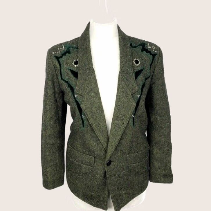 Vintage Chinese Blazer Jacket Uk 12 (large) In Green Ladies Work Office Rare Size XL / US 12-14 / IT 48-50 - 1 Thumbnail