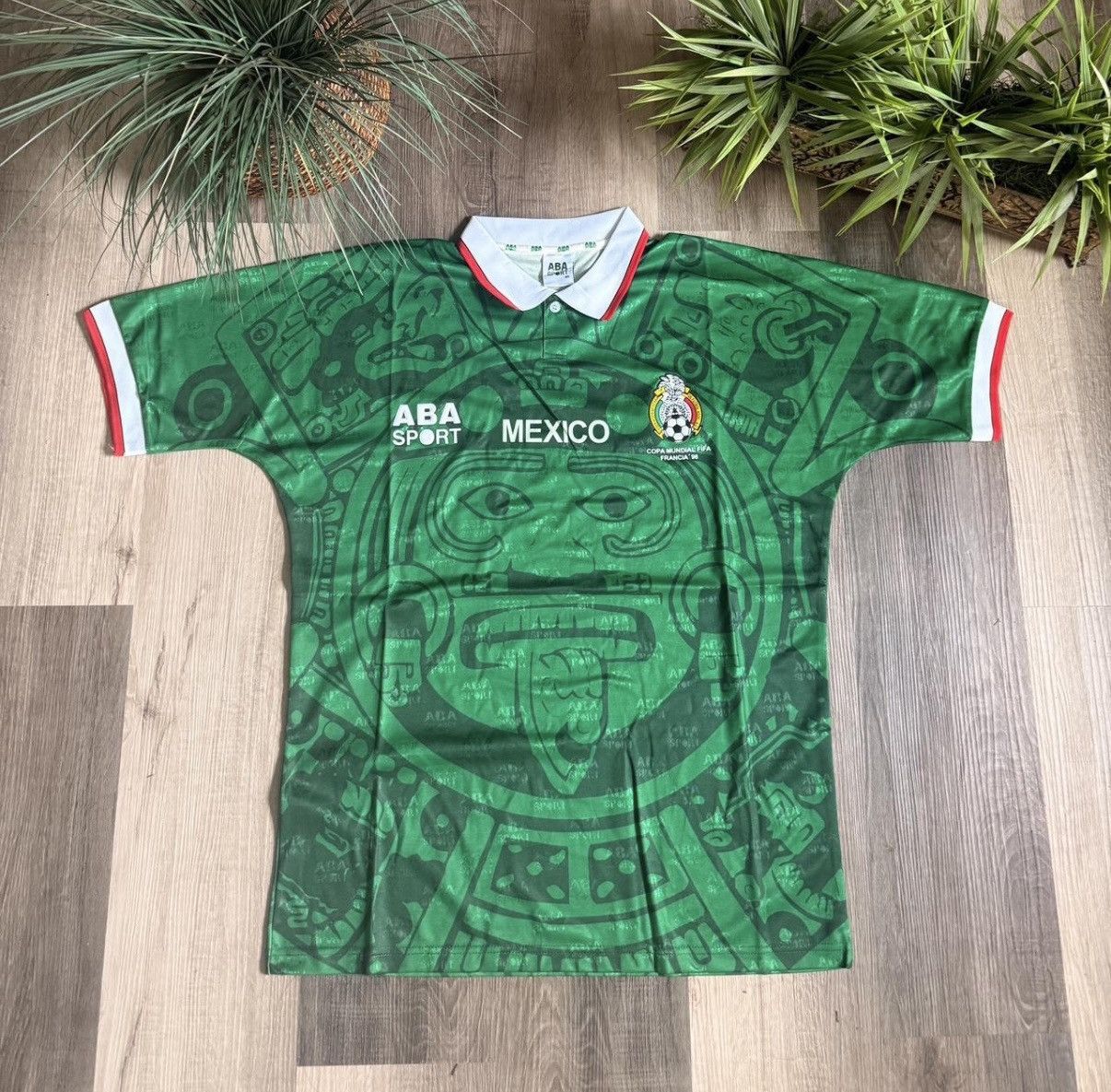 Vintage Mexico World Cup 1998 Aztec Soccer Jersey Retro Men