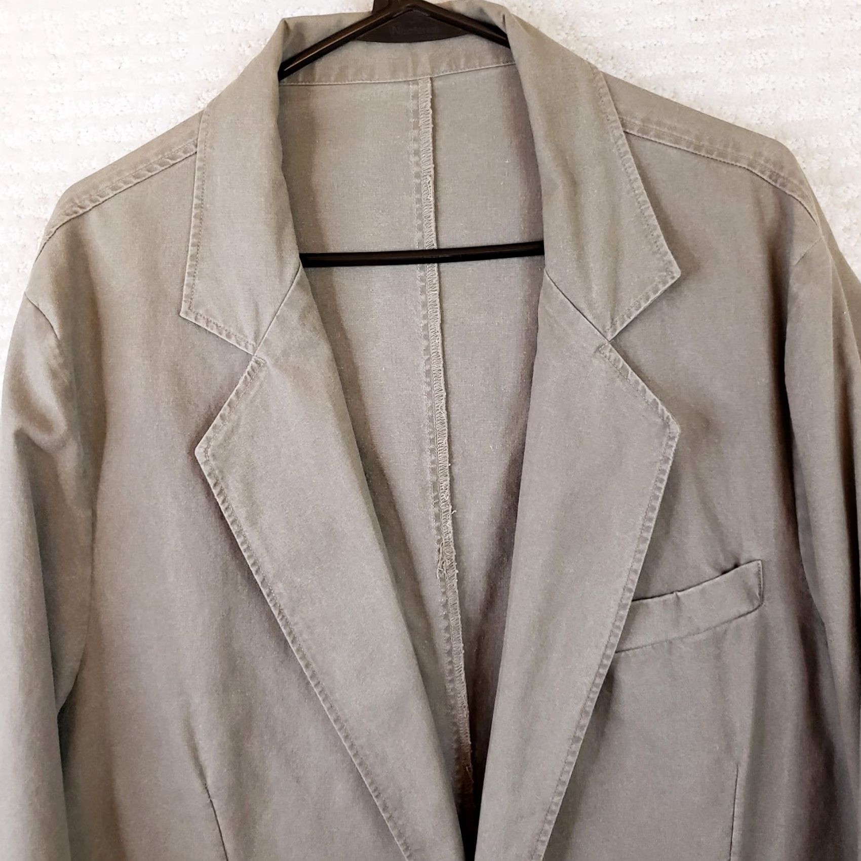 Vintage L.L. Bean Blazer Sport Coat Khaki Unlined 2 Button Front 44L Long Mens Cadet Regular Cotton Twill Jacket Size 44R - 3 Thumbnail