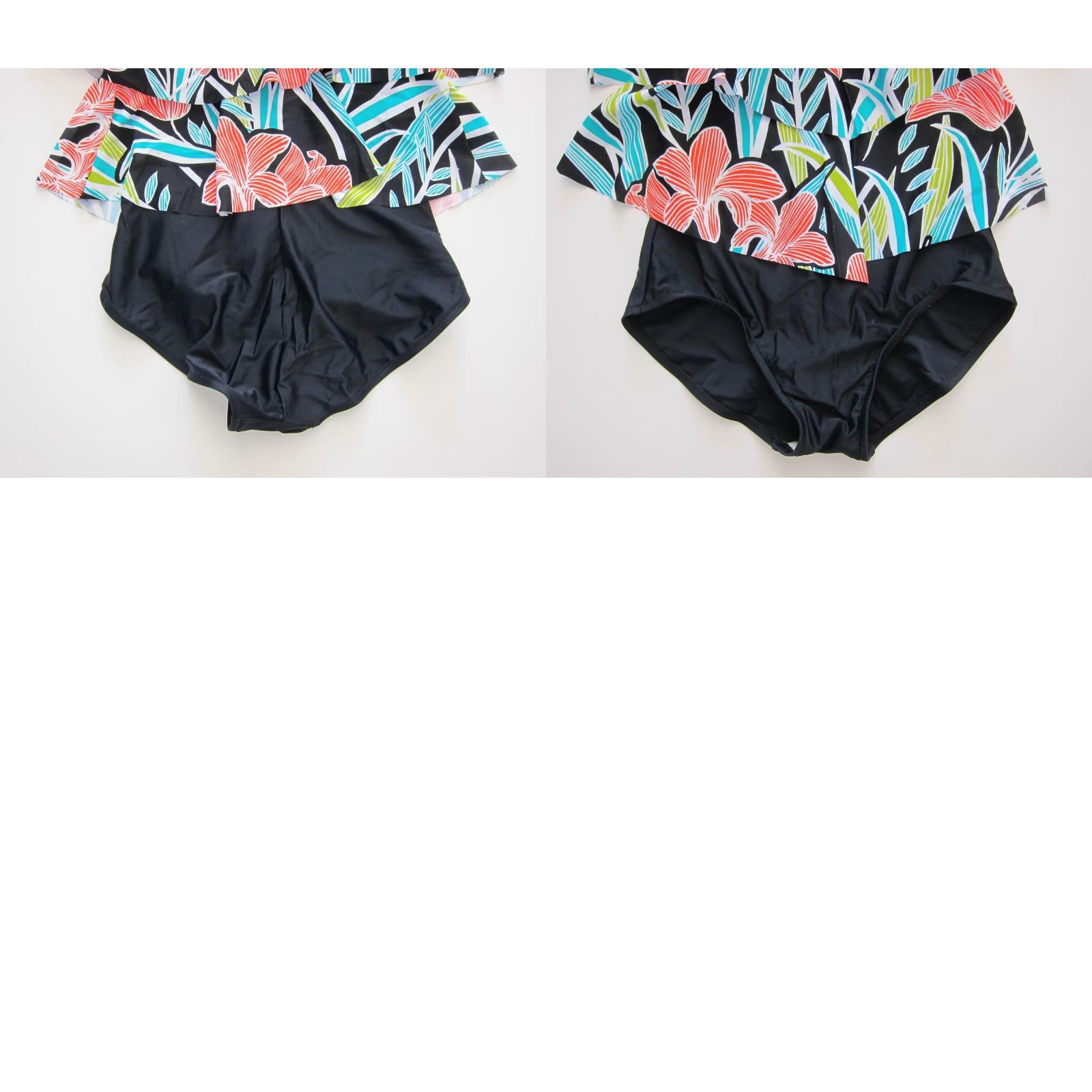 Vintage VINTAGE Rose Marie Reid Black Green Red Floral Slim Built In Bra One Piece Swimsuit 10 Size ONE SIZE - 8 Thumbnail