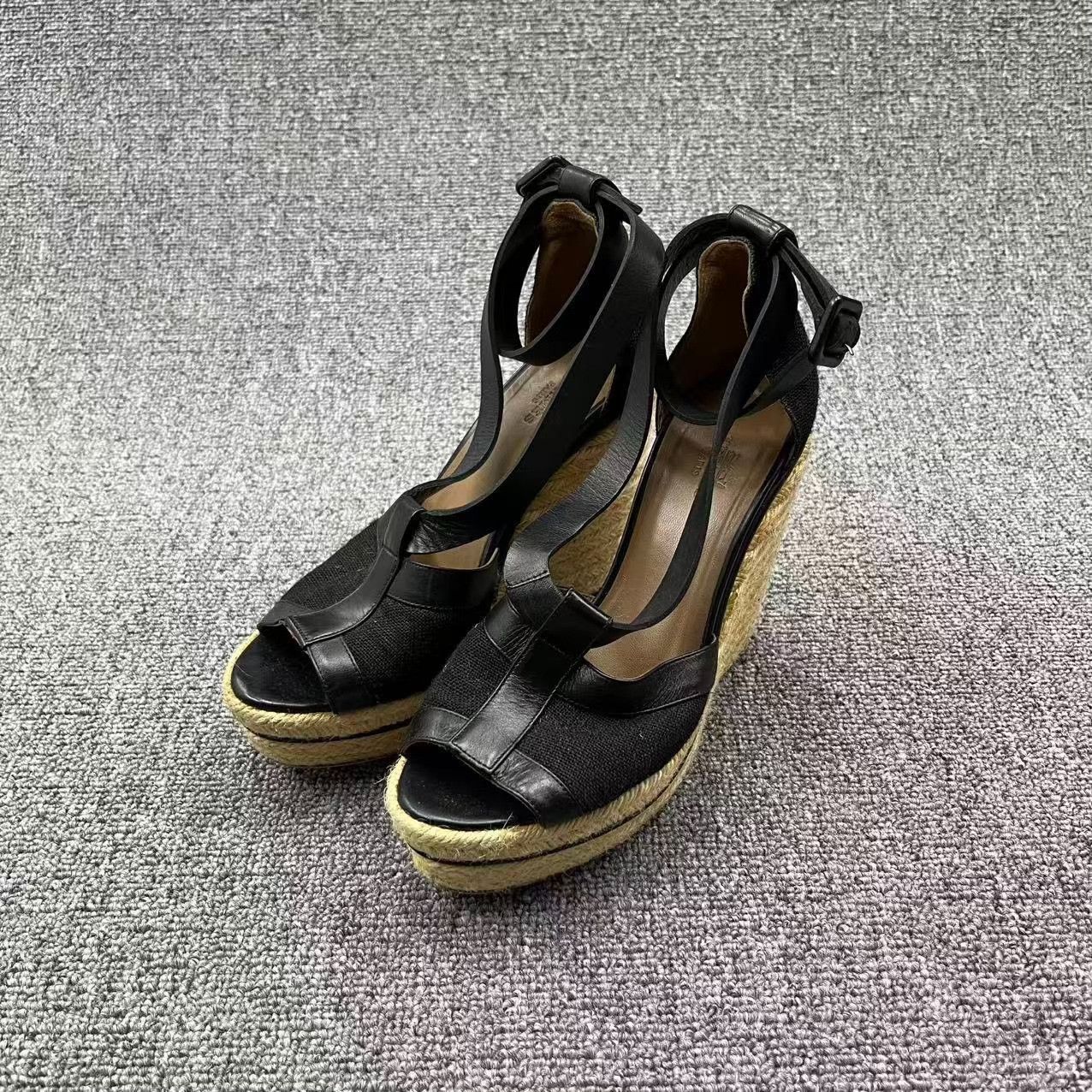 Hermes Hermes H Wedge Straw Platform Sandal Size US 5 / IT 35 - 1 Thumbnail
