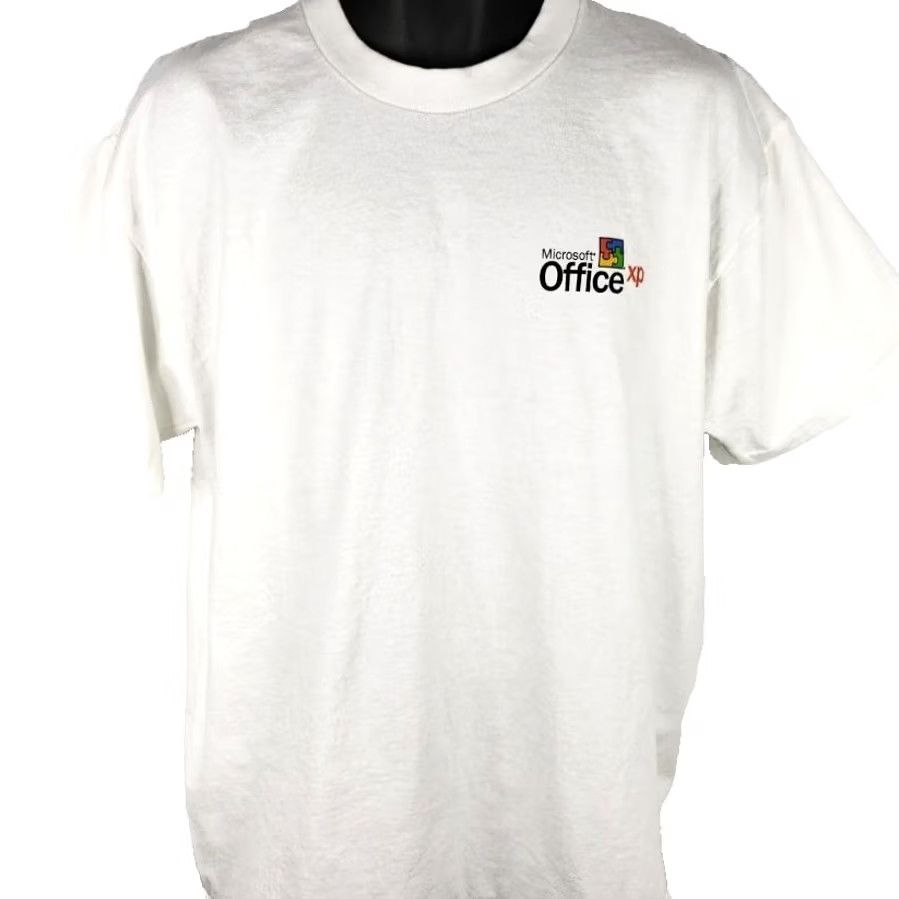 Fruit Of The Loom VINTAGE Microsoft Office XP T Shirt Mens XL White 100% Cotton Fruit of the Loom Graphic Tee Computers Technology 2001 Office Suite Ver. XP XL Mens Size US XL / EU 56 / 4 - 2 Thumbnail