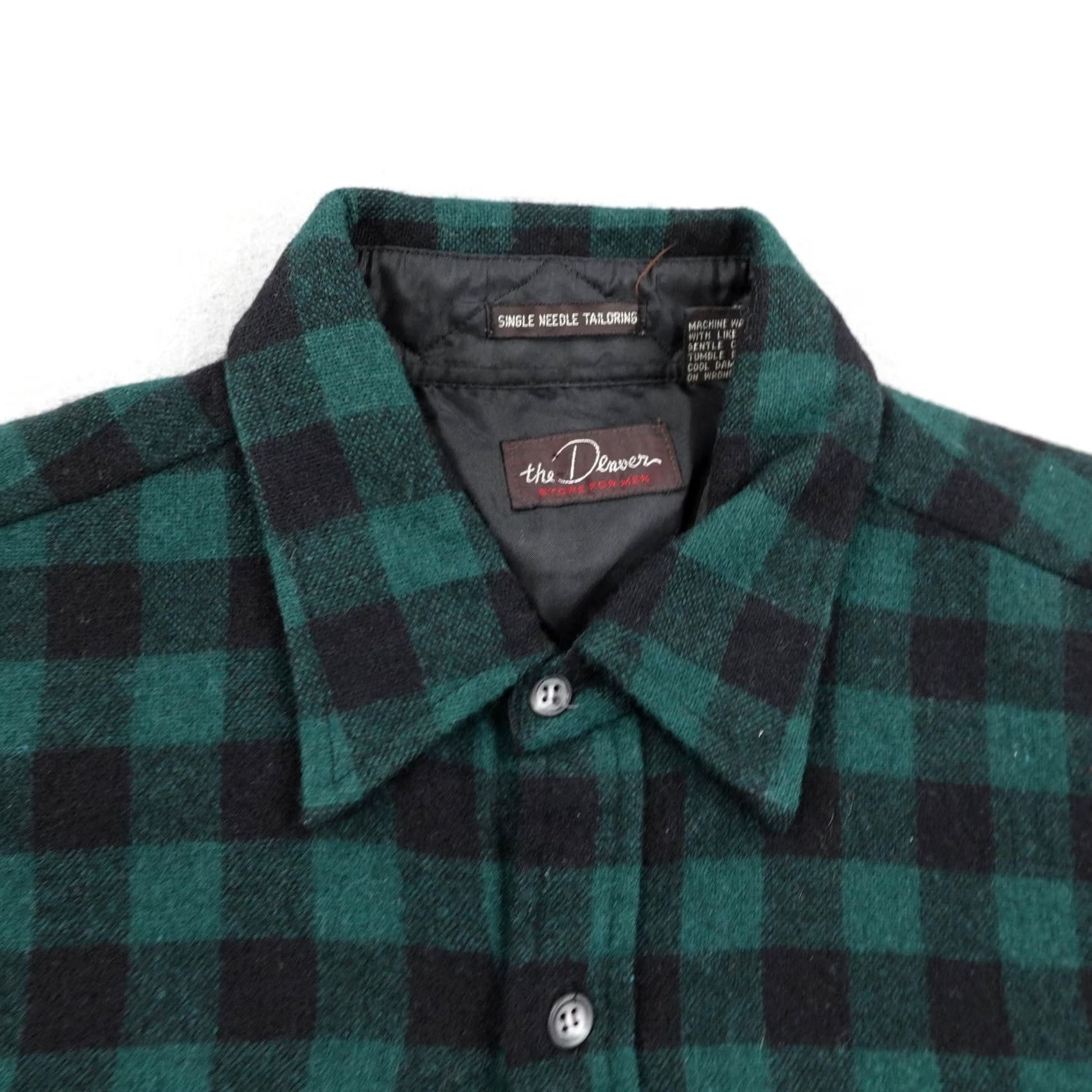 Vintage VINTAGE the Denver Shirt Mens L Green Black Plaid Flannel Wool Blend Button Size US L / EU 52-54 / 3 - 2 Thumbnail
