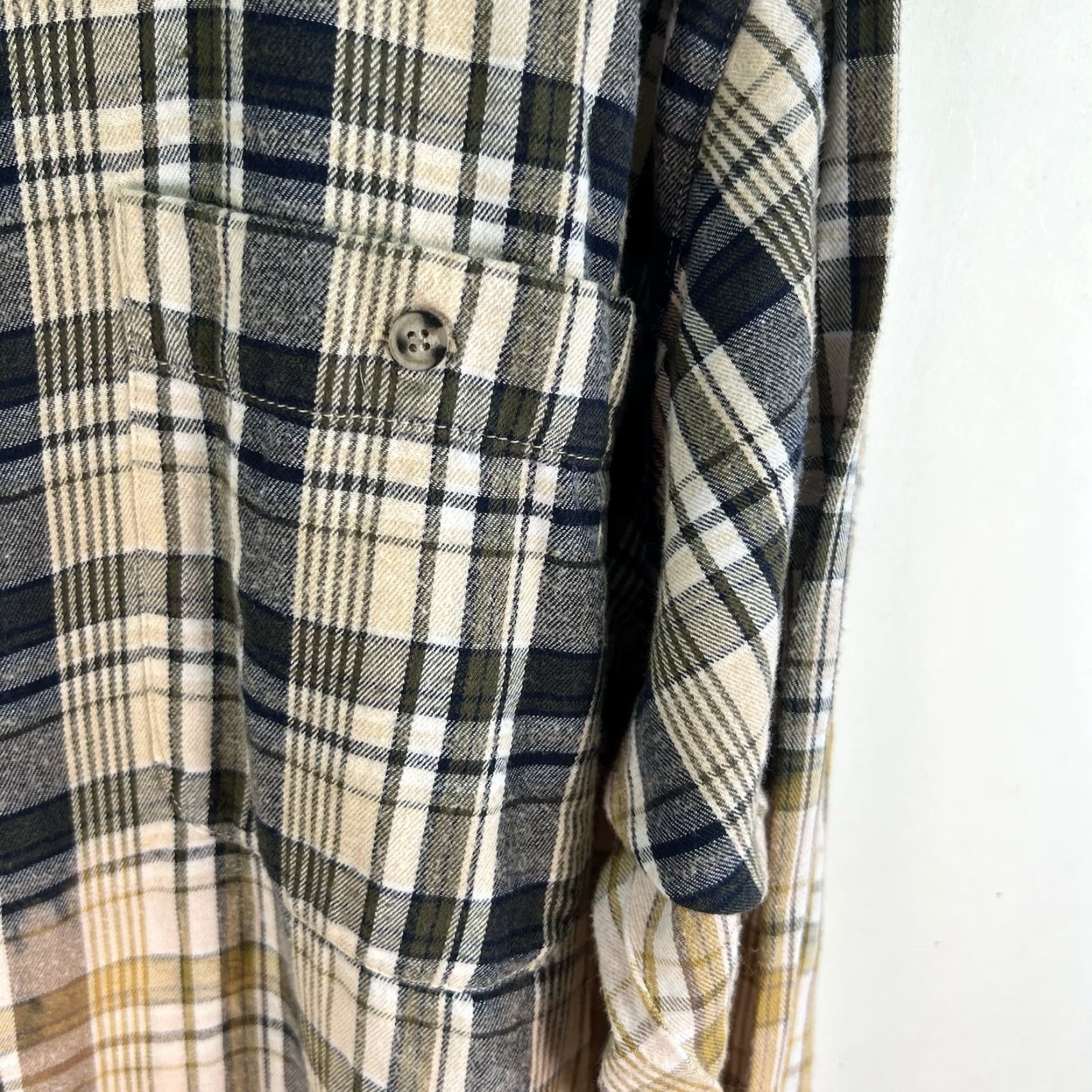 Bugle Boy Bugle Boy Multicolor Plaid Button-Up Shirt Adult XL Hand Bleached Flannel Deer Skull Flag Grunge Boho Casual Long Sleeve Mens Size XL / US 12-14 / IT 48-50 - 4 Thumbnail