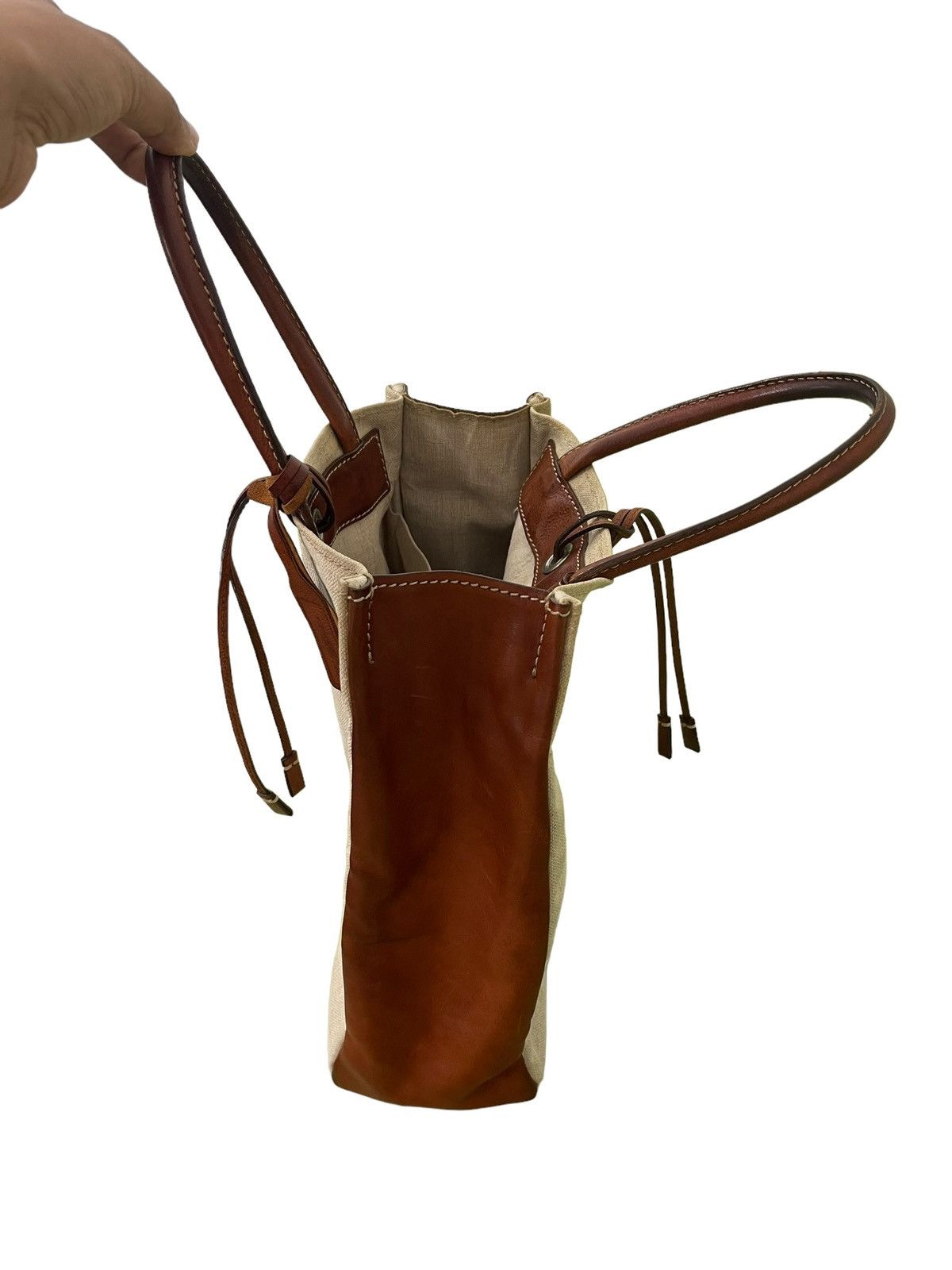 Japanese Brand Tote Bag Beau Dessin Au Artisan Leather Cotton Canvas 1🟩 Size ONE SIZE - 10 Thumbnail