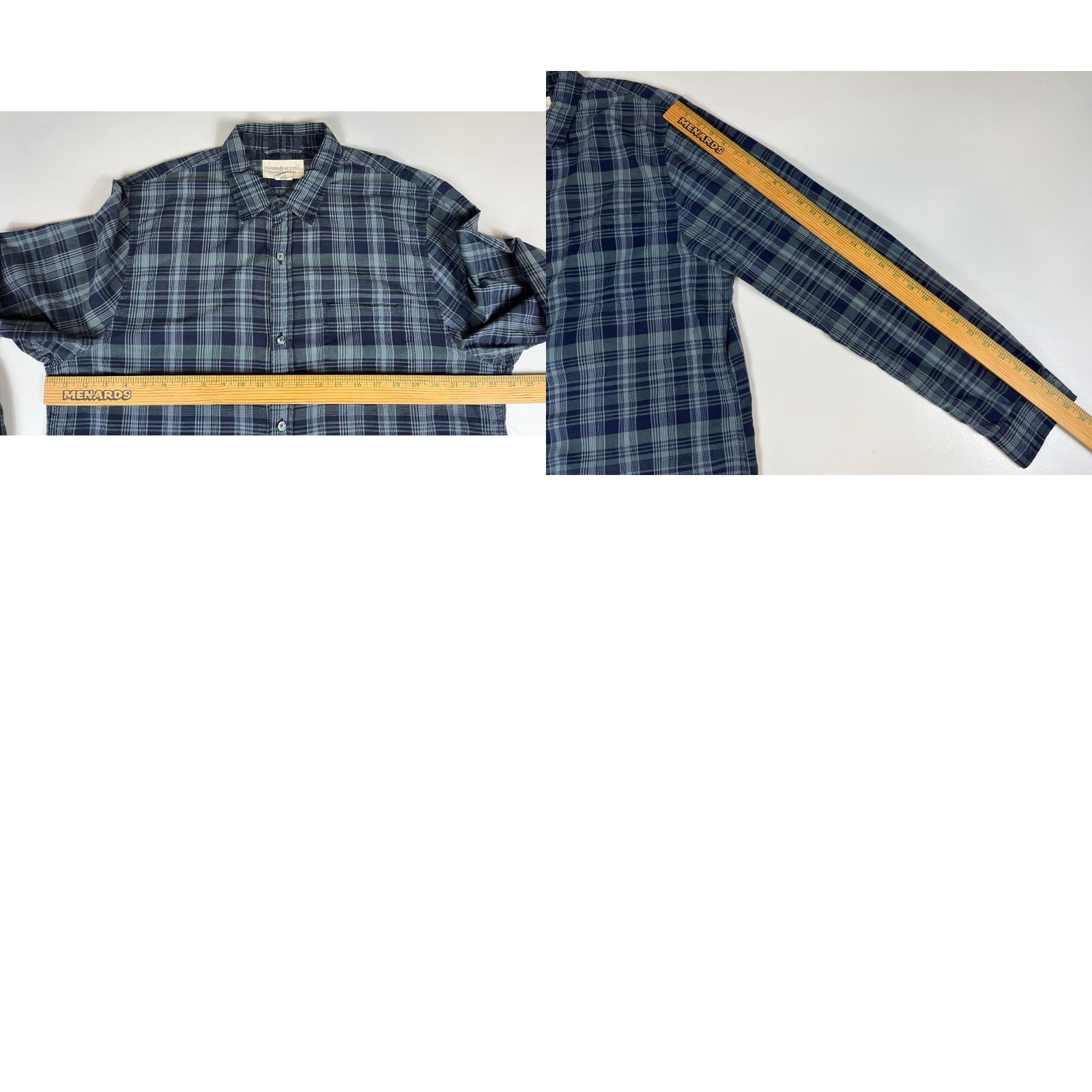 Vintage Denim & Supply Ralph Lauren Men's Button-Up Shirt Plaid XL Blue Cotton Long Sleeve Pocketed Casual Shirt Size US XL / EU 56 / 4 - 9 Thumbnail