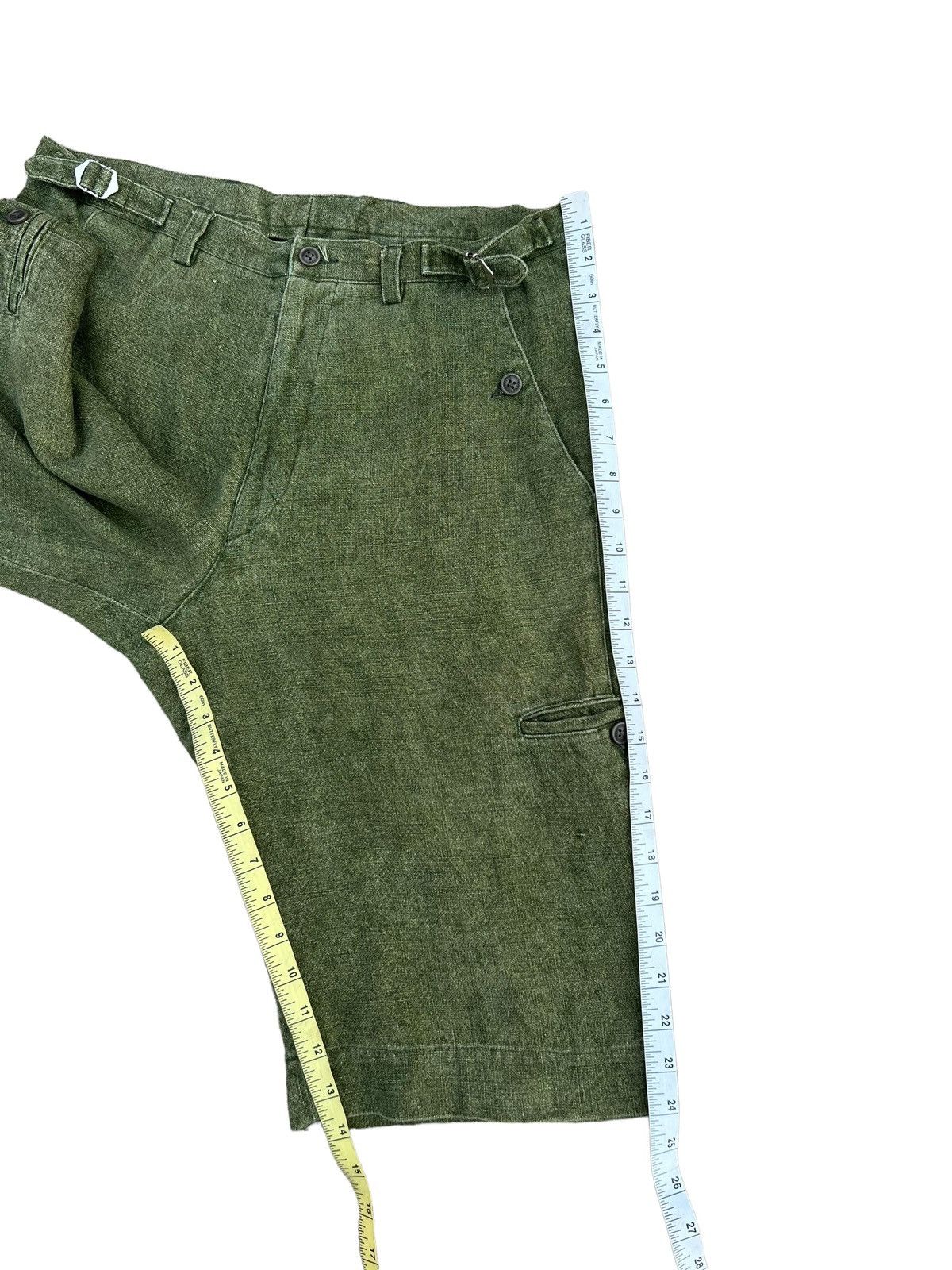 Designer 90s Arnys Paris Fade Olive Green 100% Linen Short Pant Size US 31 - 7 Thumbnail