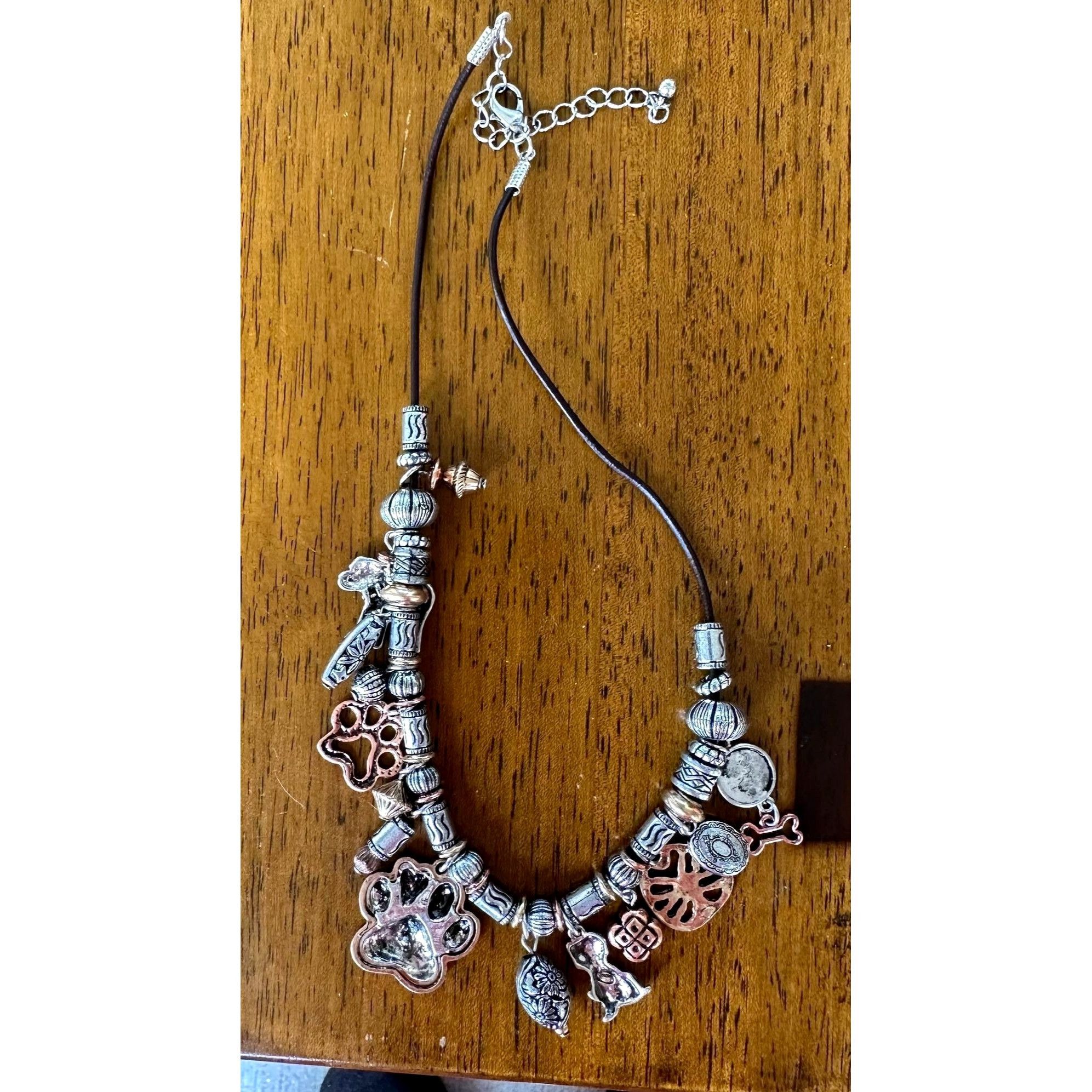 Handmade Paw Print Necklace Earrings Set Pendant 17 inch Handmade New Size ONE SIZE - 12 Thumbnail
