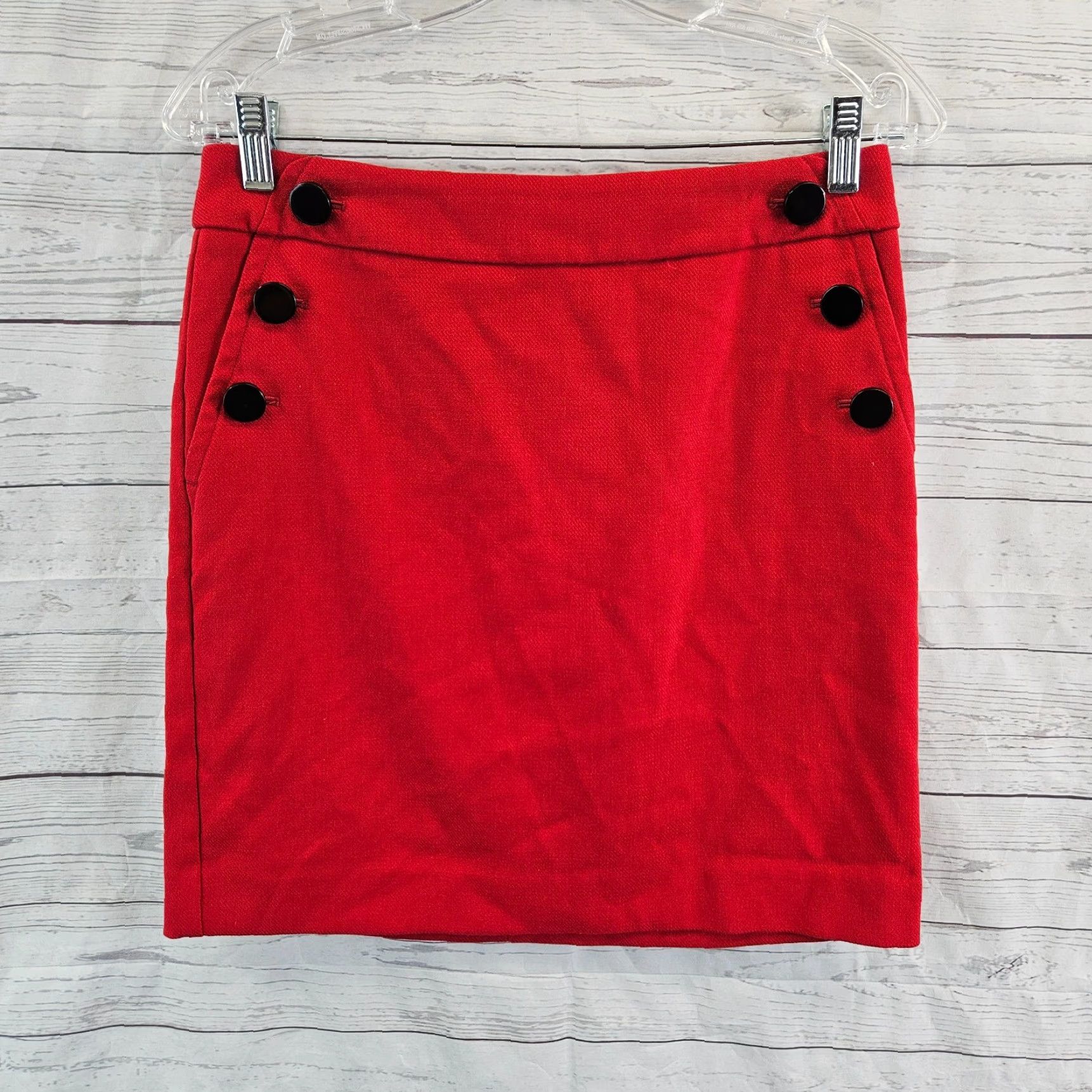 Loft VINTAGE LOFT Ann Taylor SKIRT, Pencil, Red, Size 4, Zip, Solid, Short, Womens Size 27" / US 4 / IT 40 - 2 Thumbnail