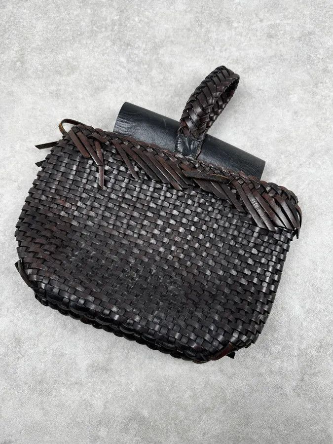 Jean Paul Gaultier 2000 Jean Paul Gaultier Woven Fringe Brown Leather Bag Size ONE SIZE - 4 Thumbnail