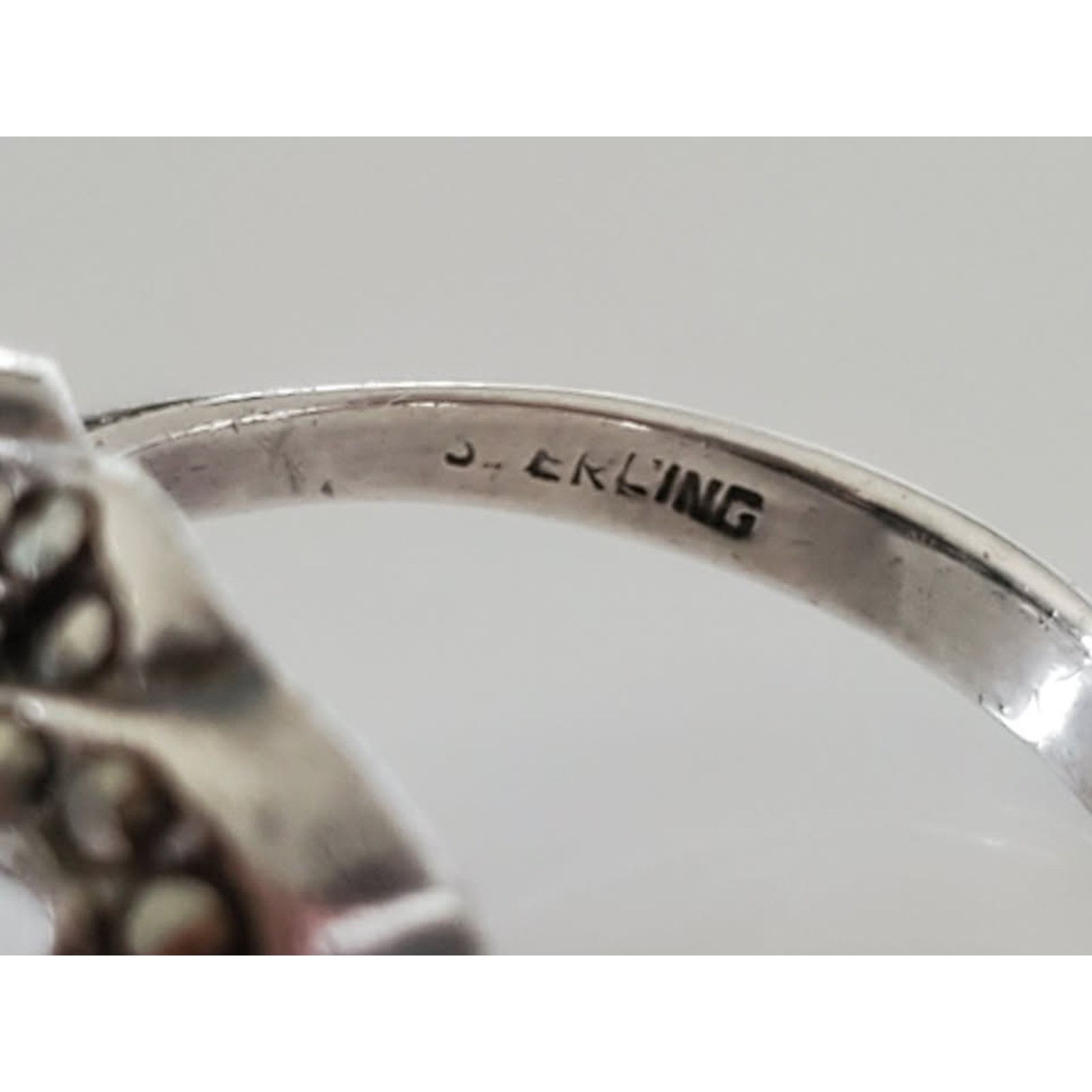 Other Vintage Estate Marcasite Swirl Sterling Silver Ring Size ONE SIZE - 3 Thumbnail