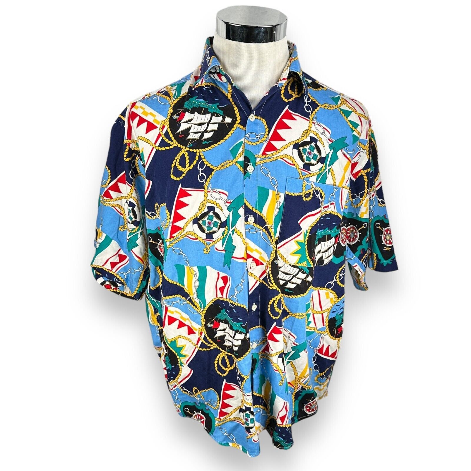 The Unbranded Brand Vintage Tango Max Raab Shirt Men’s L Blue Gold AOP Nautical Size US L / EU 52-54 / 3 - 1 Thumbnail