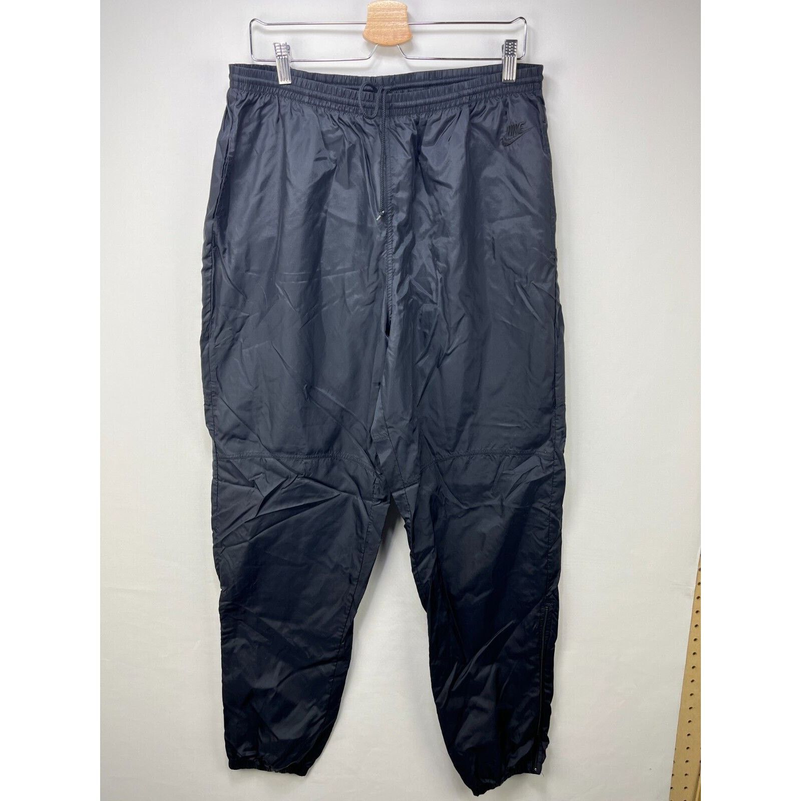 Nike × Vintage Vintage 90s Nike Windbreaker Pants Black Swoosh XL Swishy Size US 42 / EU 58 - 1 Thumbnail