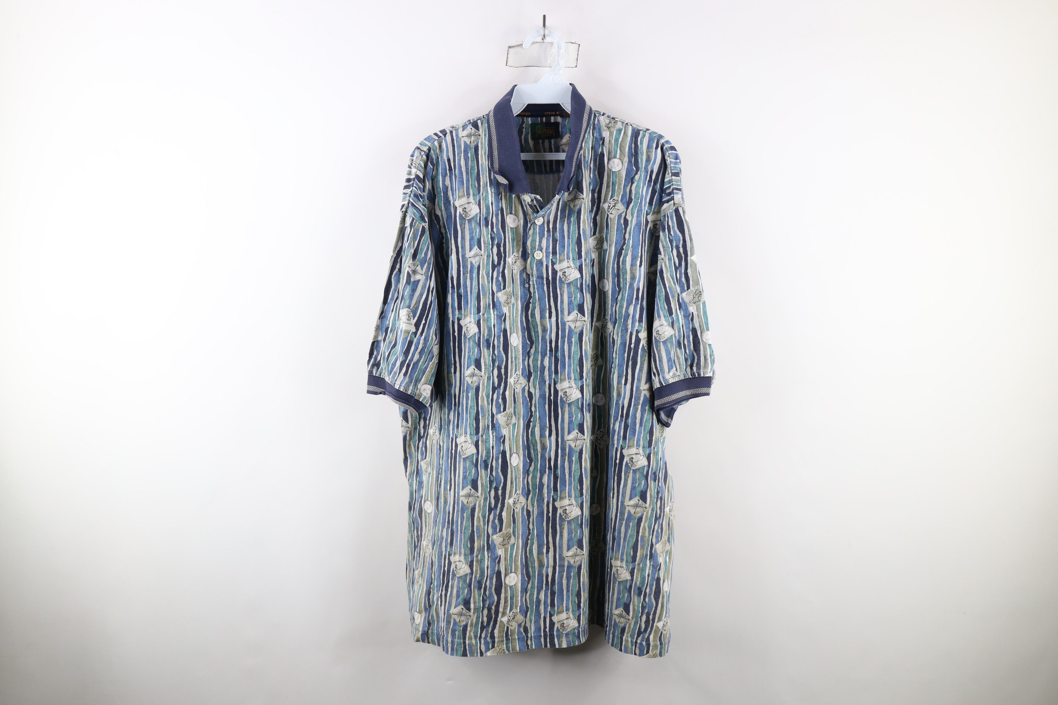 Vintage Vintage 90s Streetwear All Over Print Baggy Golf Polo Size US XL / EU 56 / 4 - 1 Thumbnail