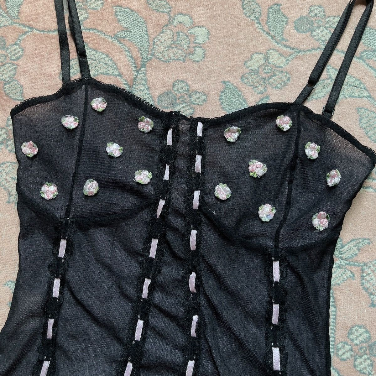 Vintage Vintage Black Floral Mesh Semi-Sheer Camisole (Small) Size S / US 4 / IT 40 - 4 Thumbnail