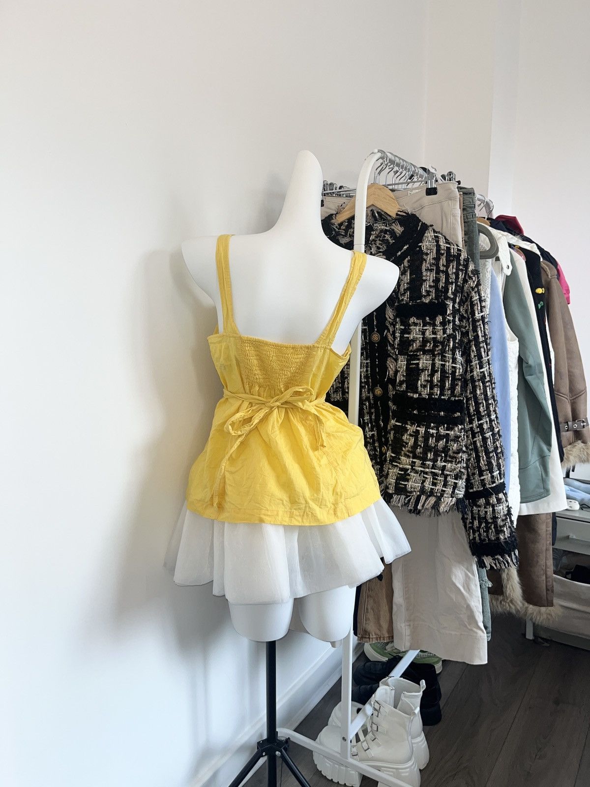 Vintage Vintage Yellow Cute Bow Strap Top, dollette top, Lolita top Size M / US 6-8 / IT 42-44 - 2 Thumbnail