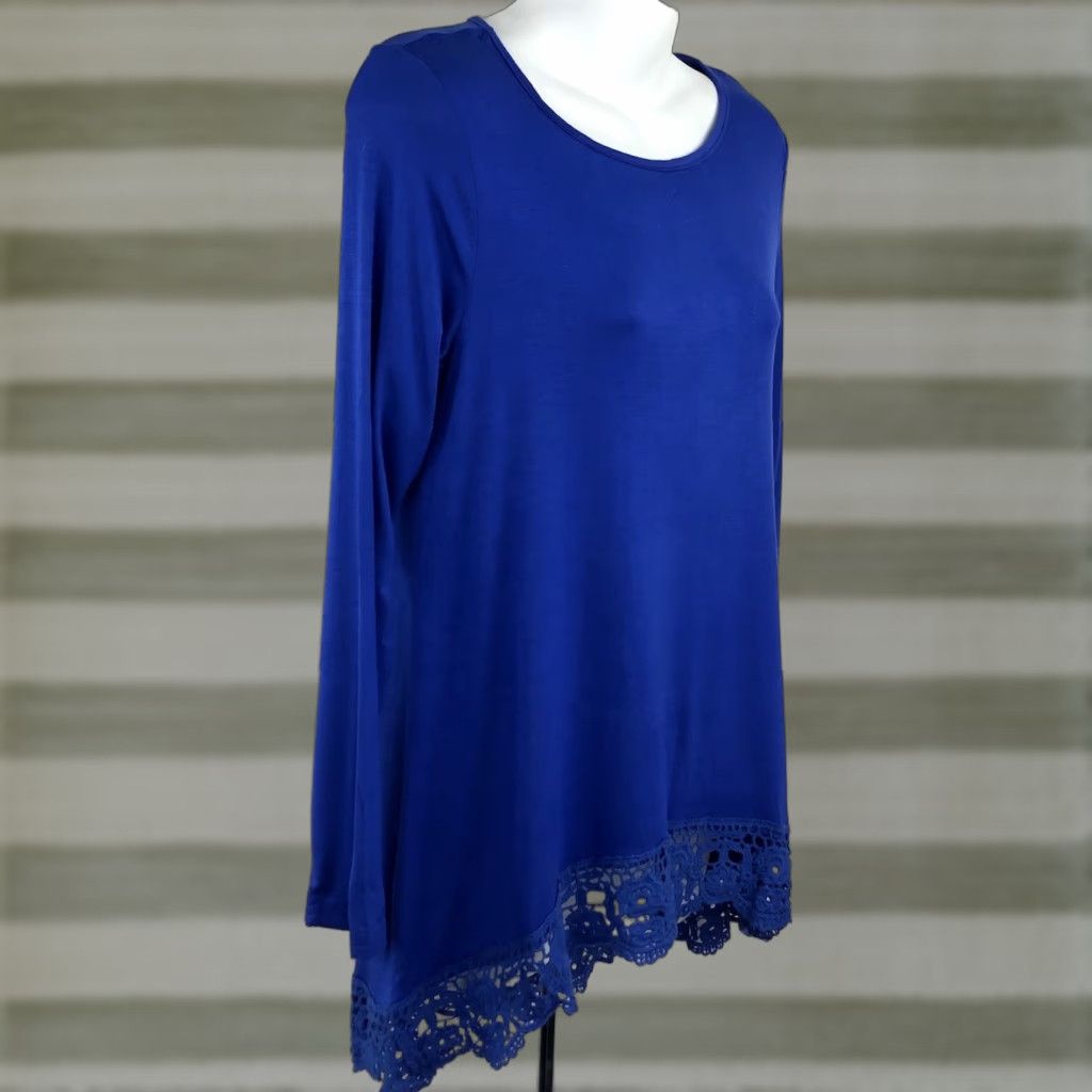 Vintage Nwt Leo Rosi Flowy Top S Blue Lace Asymmetrical Long Sleeve Fairy Romantic Shirt Women HS Size S / US 4 / IT 40 - 1 Thumbnail