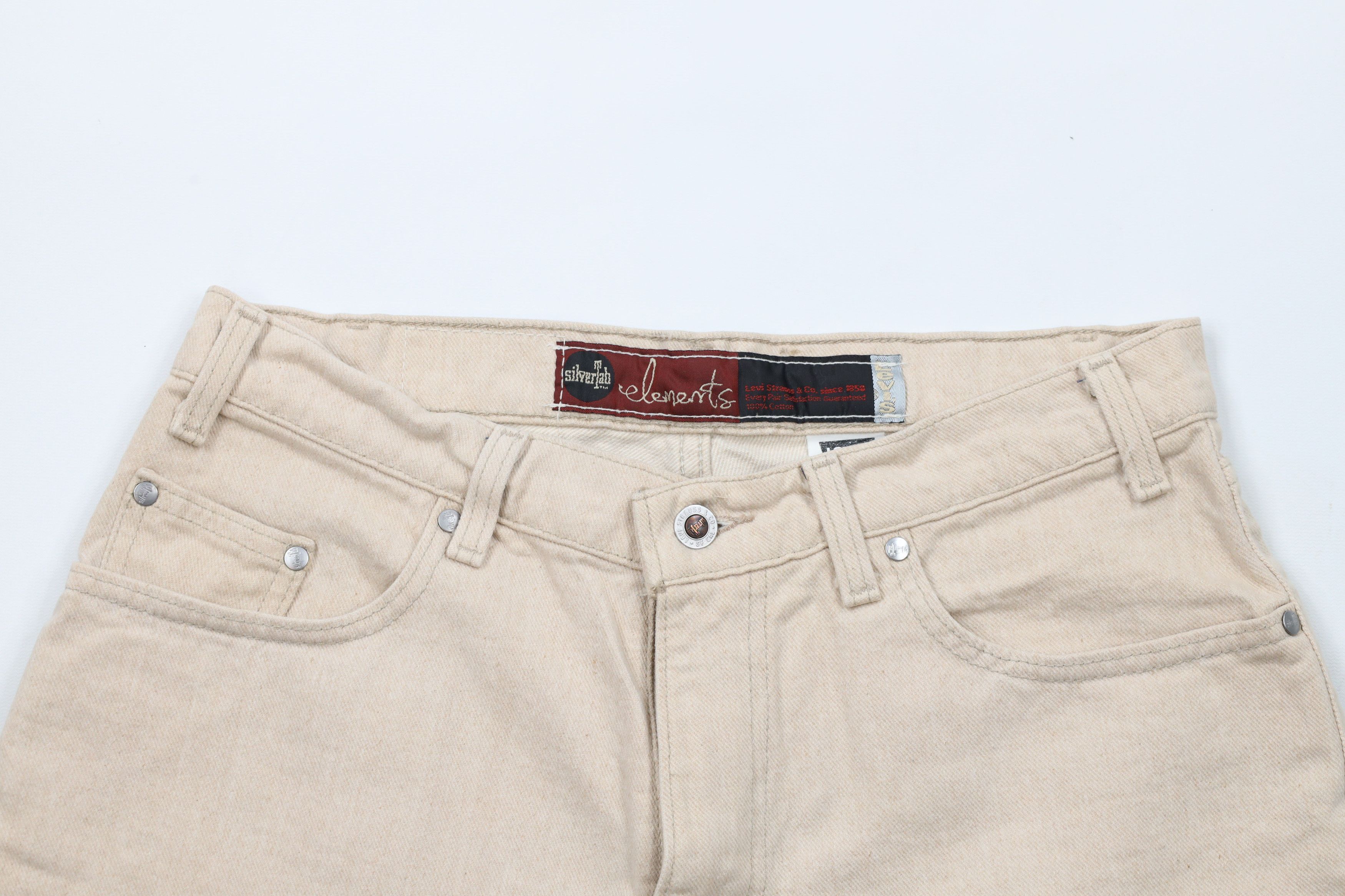 Levi's × Vintage Vintage 90s Levis Silvertab Denim Shorts Jorts Beige USA Size US 32 / EU 48 - 2 Thumbnail