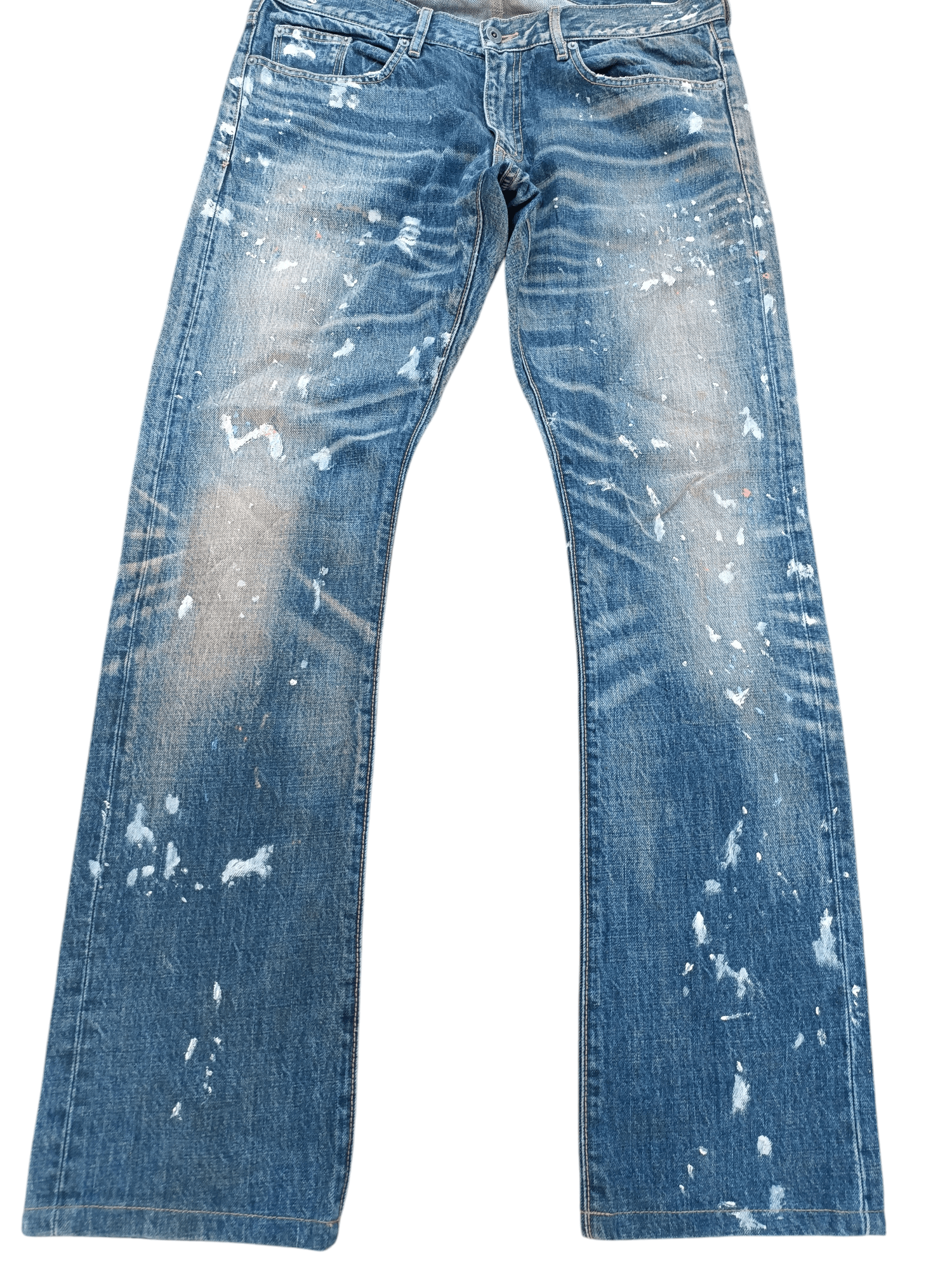 Japanese Brand × Tornado Mart RARE Japanese Brand Paint Splash Whiskers Faded Denim Jeans Size US 34 / EU 50 - 4 Thumbnail