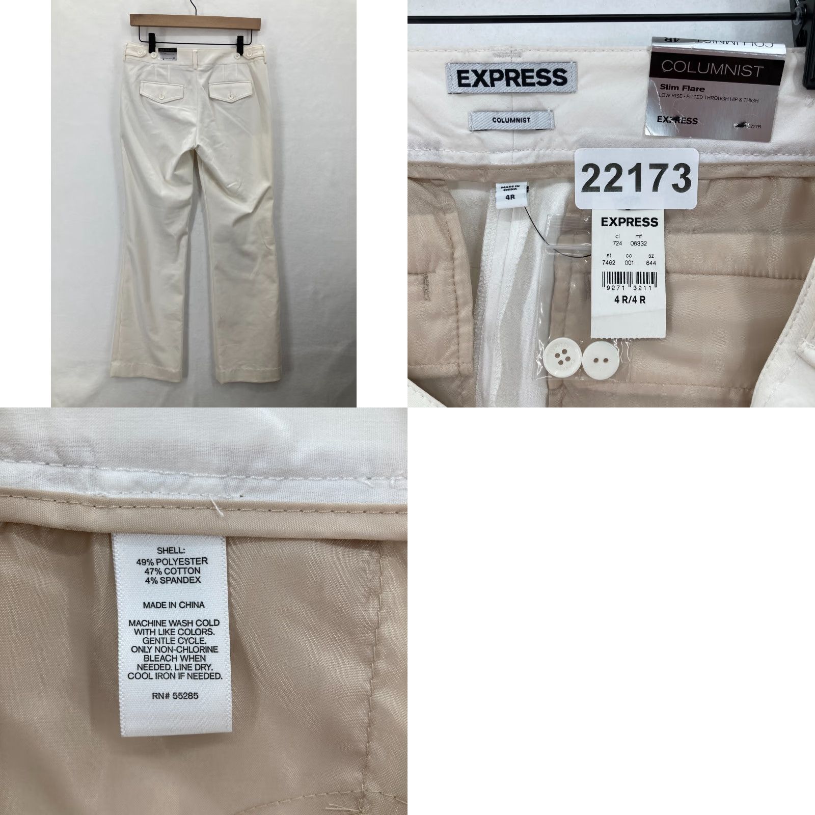Express Express Columnist Dress Pants Women's 4 Slim Flared Leg Beige Stretch Fabric NWT Size 27" / US 4 / IT 40 - 10 Thumbnail