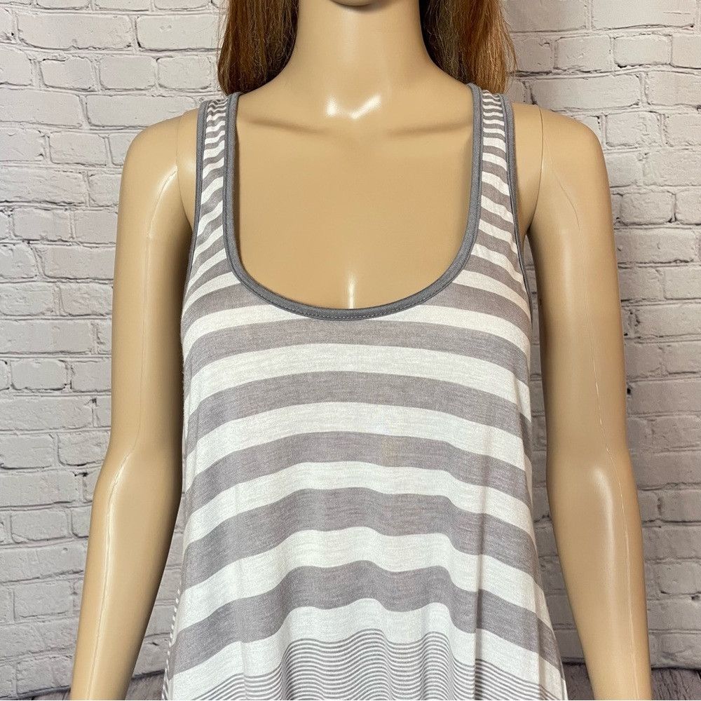 Vintage Havana Vintage Havana Grey White Striped Tank Asymmetrical Hem Ray Size L / US 10 / IT 46 - 3 Thumbnail