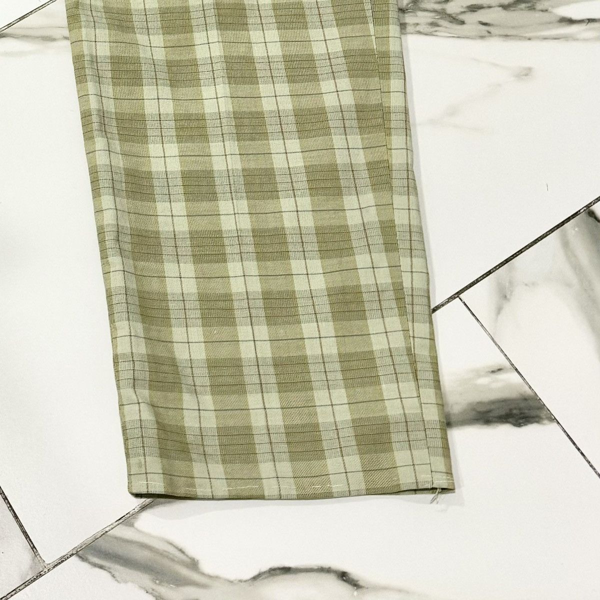 Vintage VINTAGE 70s LIGHT GREEN PLAID PANTS! Size US 34 / EU 50 - 3 Thumbnail