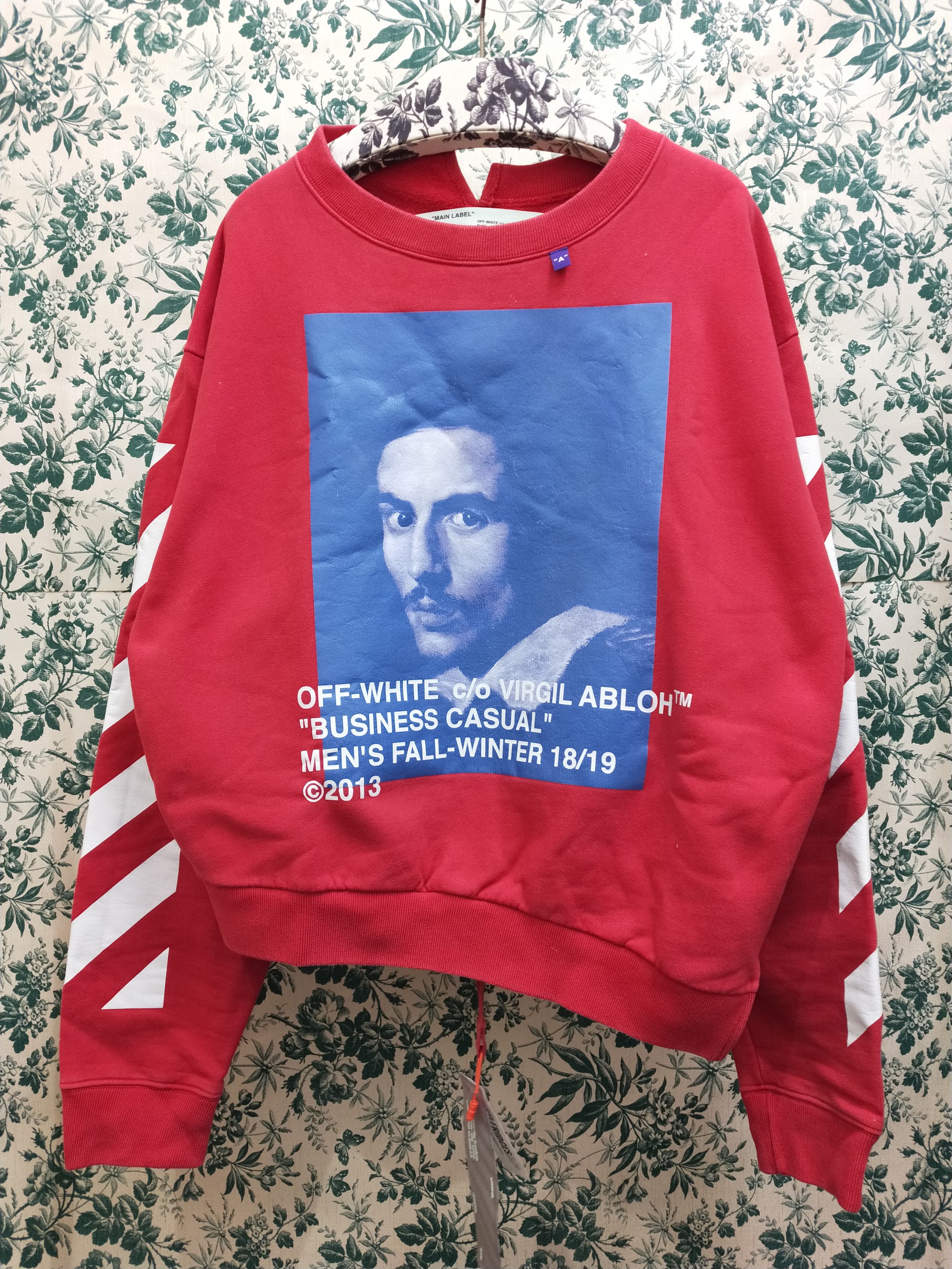 image of Off White Bernini Spliced Sweatshirt in Red, Men's (Size Large)