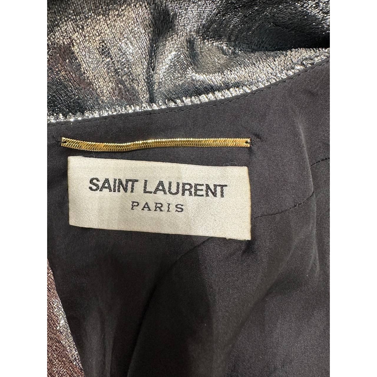 Saint Laurent Paris Saint Laurent Metallic Printed Midi Dress - Size 38 Size S / US 4 / IT 40 - 4 Thumbnail