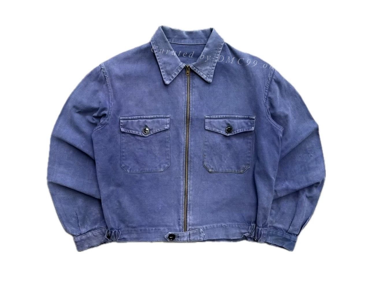 Vintage 1940s LE TRAVAILLEUR GALLICE FRENCH INDIGO TWILL CYCLIST JACKET Size US L / EU 52-54 / 3 - 1 Thumbnail