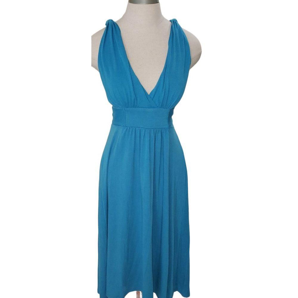 Designer CT519 Tru Gossip Aqua V-neck Sleeveless Maxi Dress M Size M / US 6-8 / IT 42-44 - 1 Thumbnail