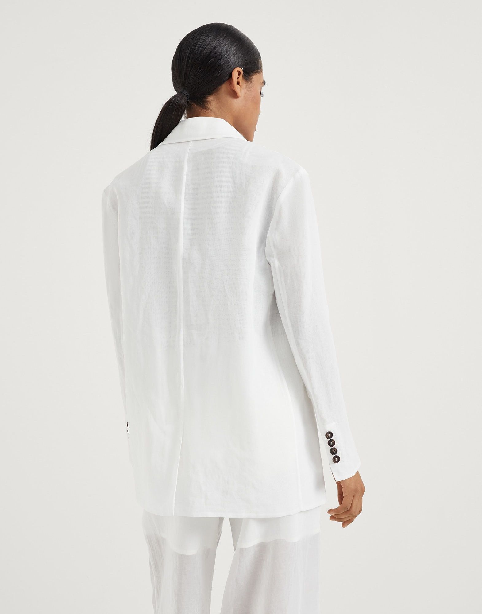 Brunello Cucinelli o1la1rc1a0425 Woven Jacket Wool in Off White Size S / US 4 / IT 40 - 3 Thumbnail