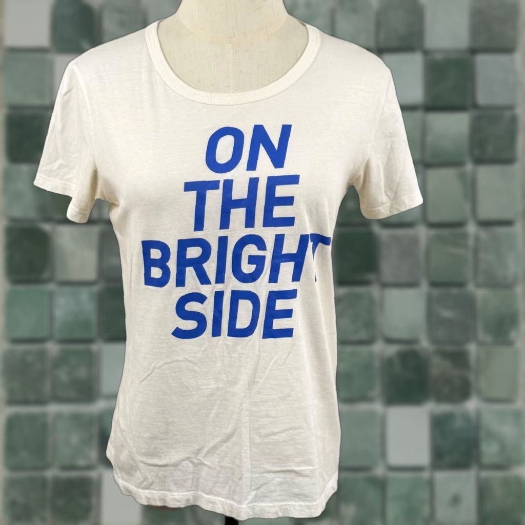 J.Crew J.Crew XS Graphic Tee Off-White Women Cotton Positive Vibes Optimism Minimalist Shirt Womens XS Ivory Graphic Tee Size XS / US 0-2 / IT 36-38 - 1 Thumbnail