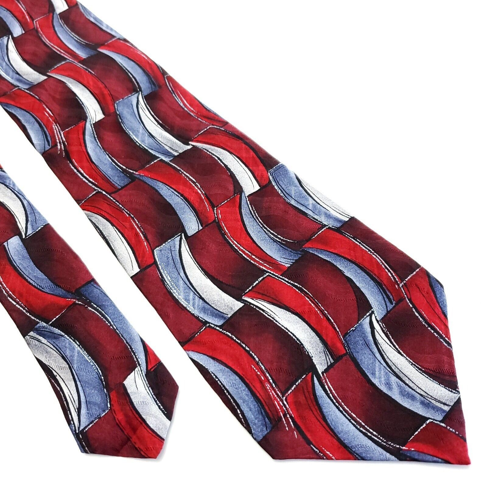 Arrow Arrow Red Print Abstract Gray Short Wide Silk Tie Size ONE SIZE - 1 Thumbnail