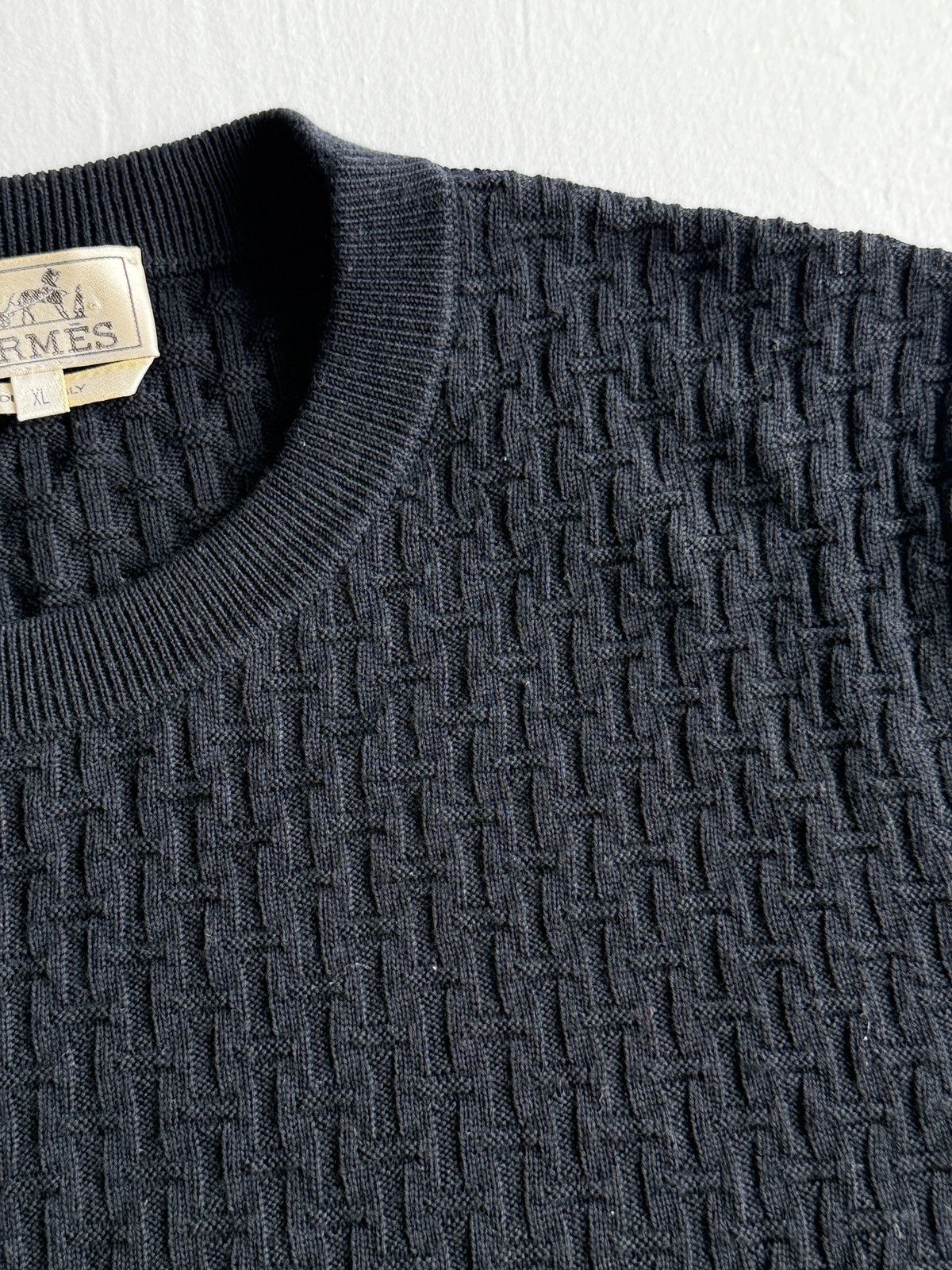 Hermes Hermes Black Wool H-Pattern Sweater Size US XL / EU 56 / 4 - 6 Thumbnail