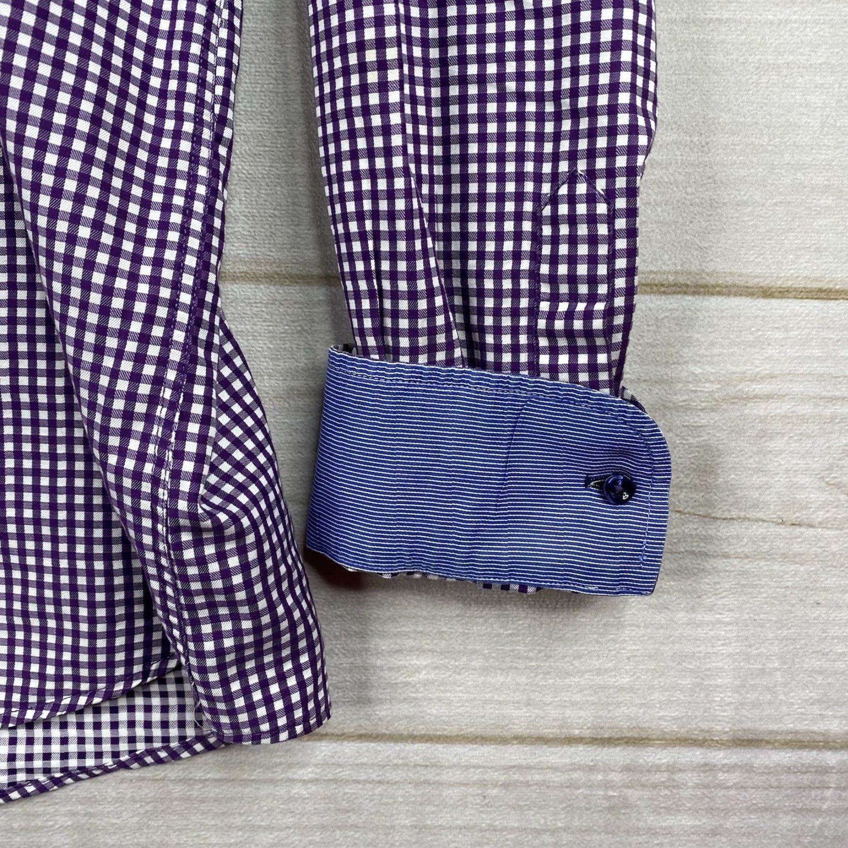 Vintage Sand Shirt Mens 42 Purple Checkered Long Sleeve Button-Up Collared Cotton button-up Size 42R - 2 Thumbnail