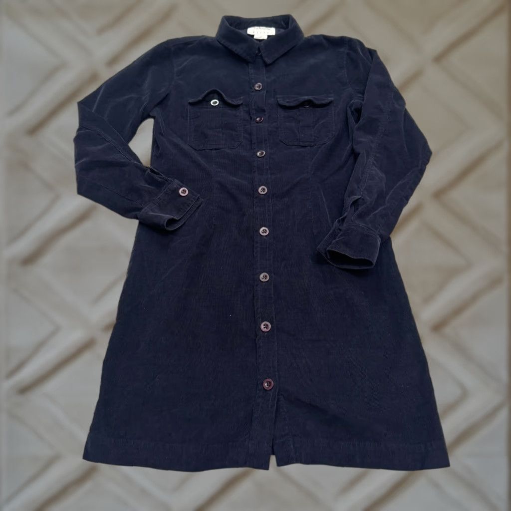 Talbots VINTAGE Talbots Corduroy Shirt Dress Women’s Midi Casual Spring Summer Fall Winter 2P Navy Blue Size XS / US 0-2 / IT 36-38 - 1 Thumbnail