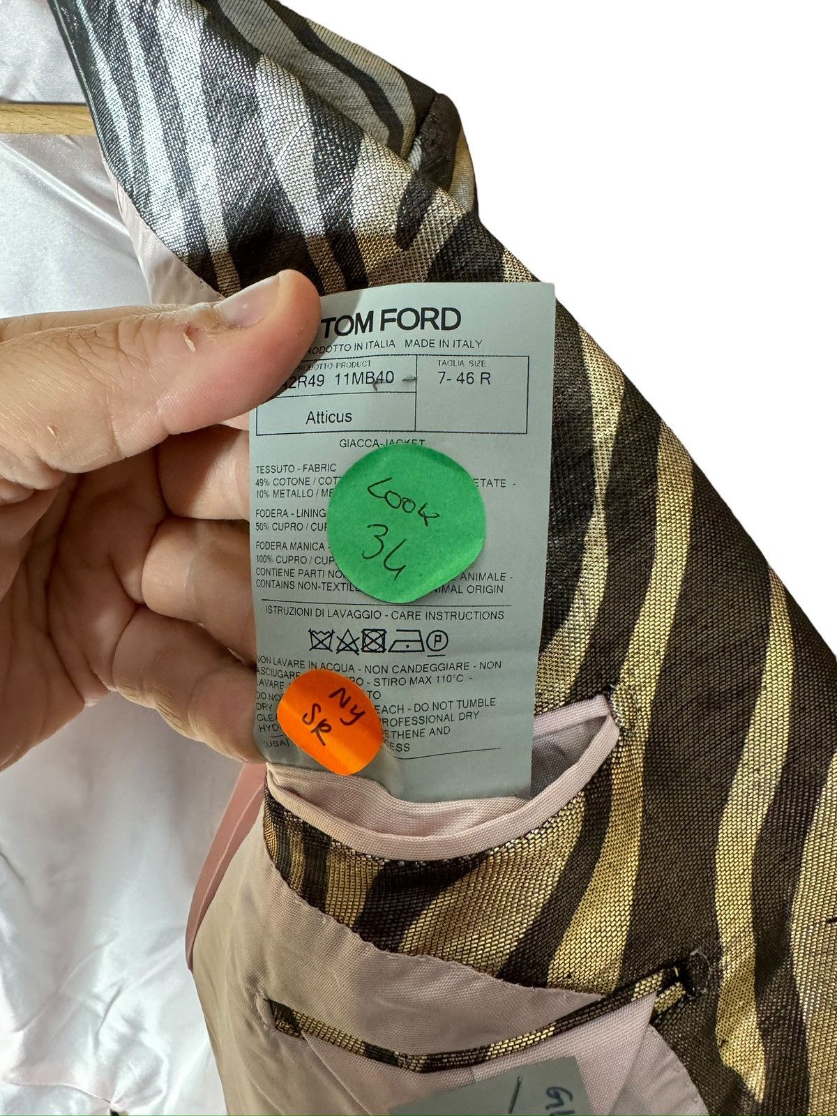 Tom Ford Tom Ford Atticus Zebra Blazer Gold & Black – Made in Italy Size 46R - 8 Thumbnail