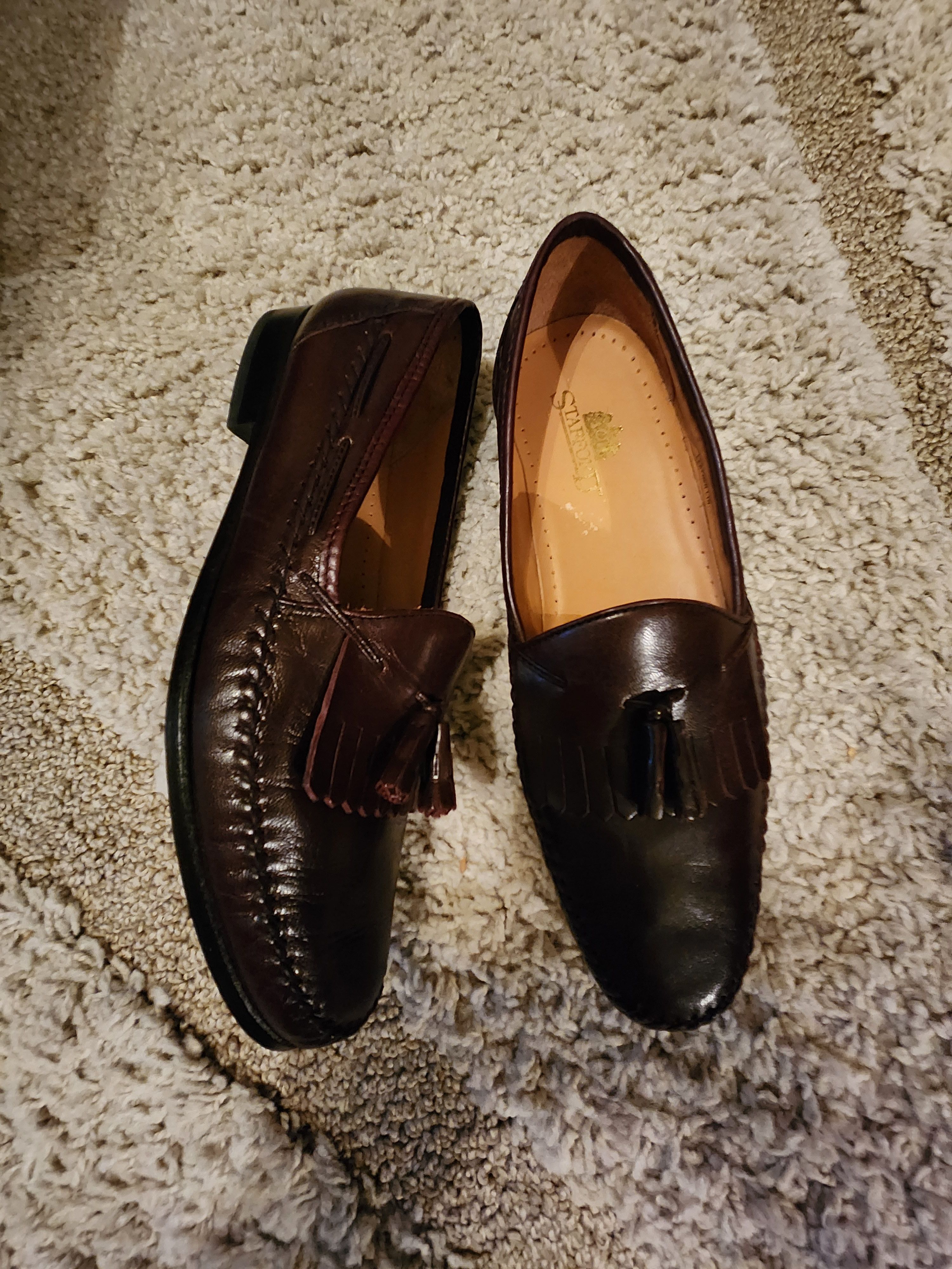 Stafford Men's 100% Leather Tasseled Slip-On Loafers Size US 12 / EU 45 - 2 Thumbnail